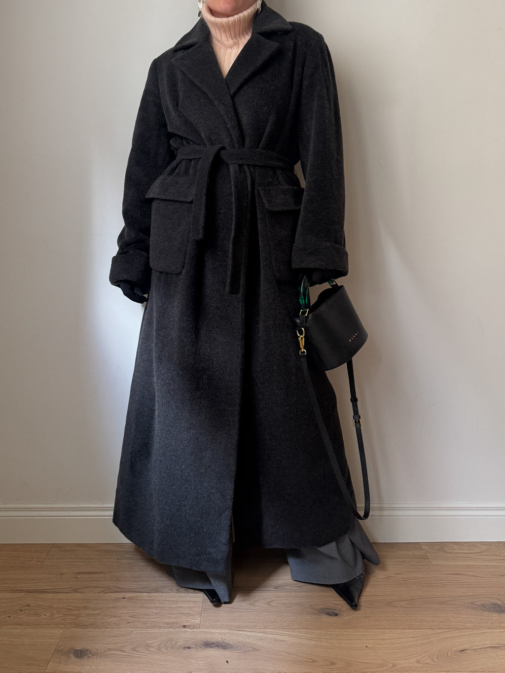 Marella wool and mohair anthracite coat