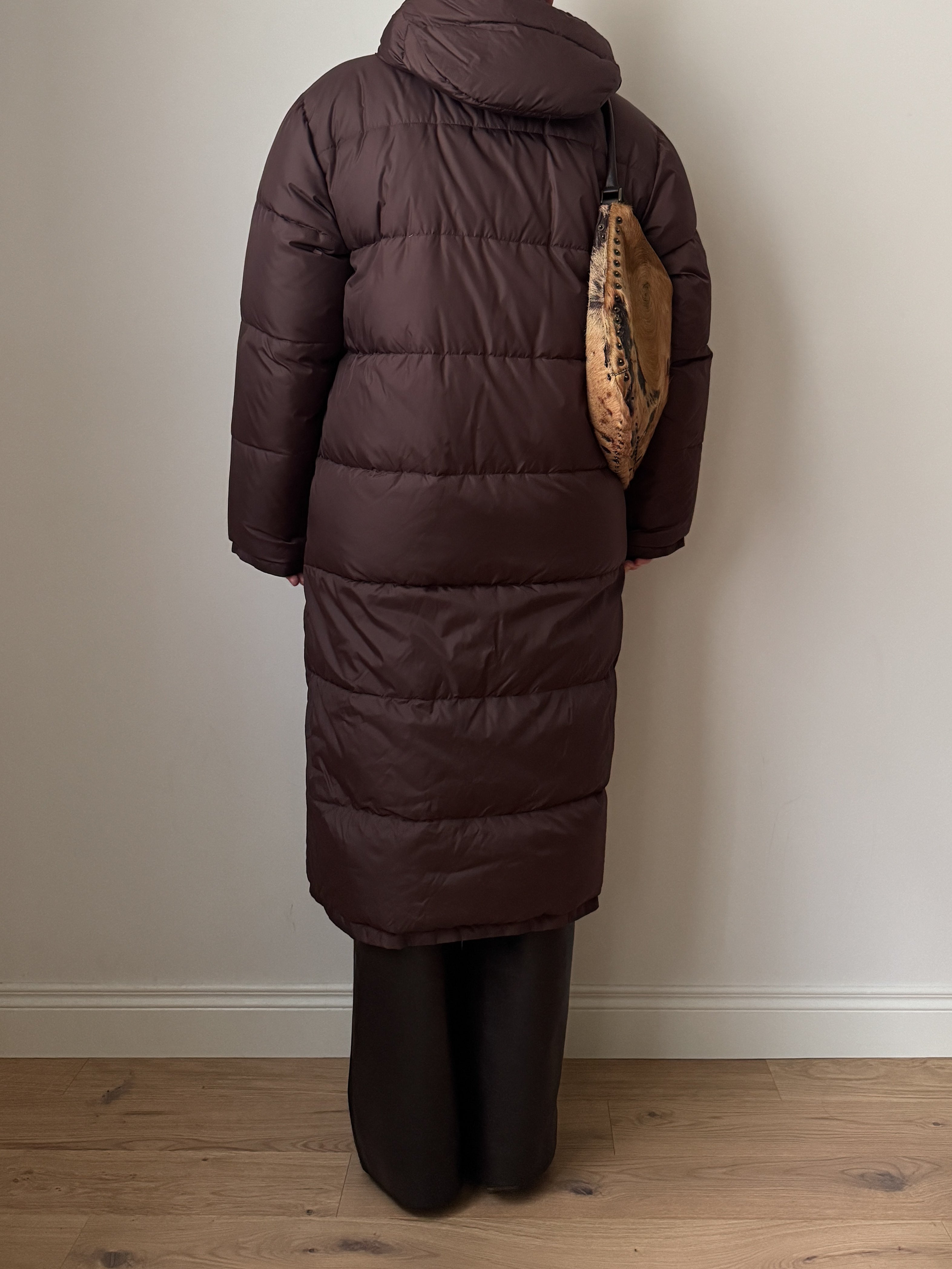 Guess real down brown long puffer