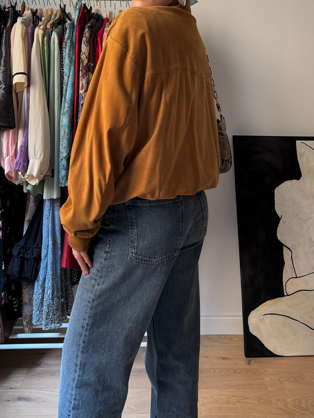 Real suede caramel bomber