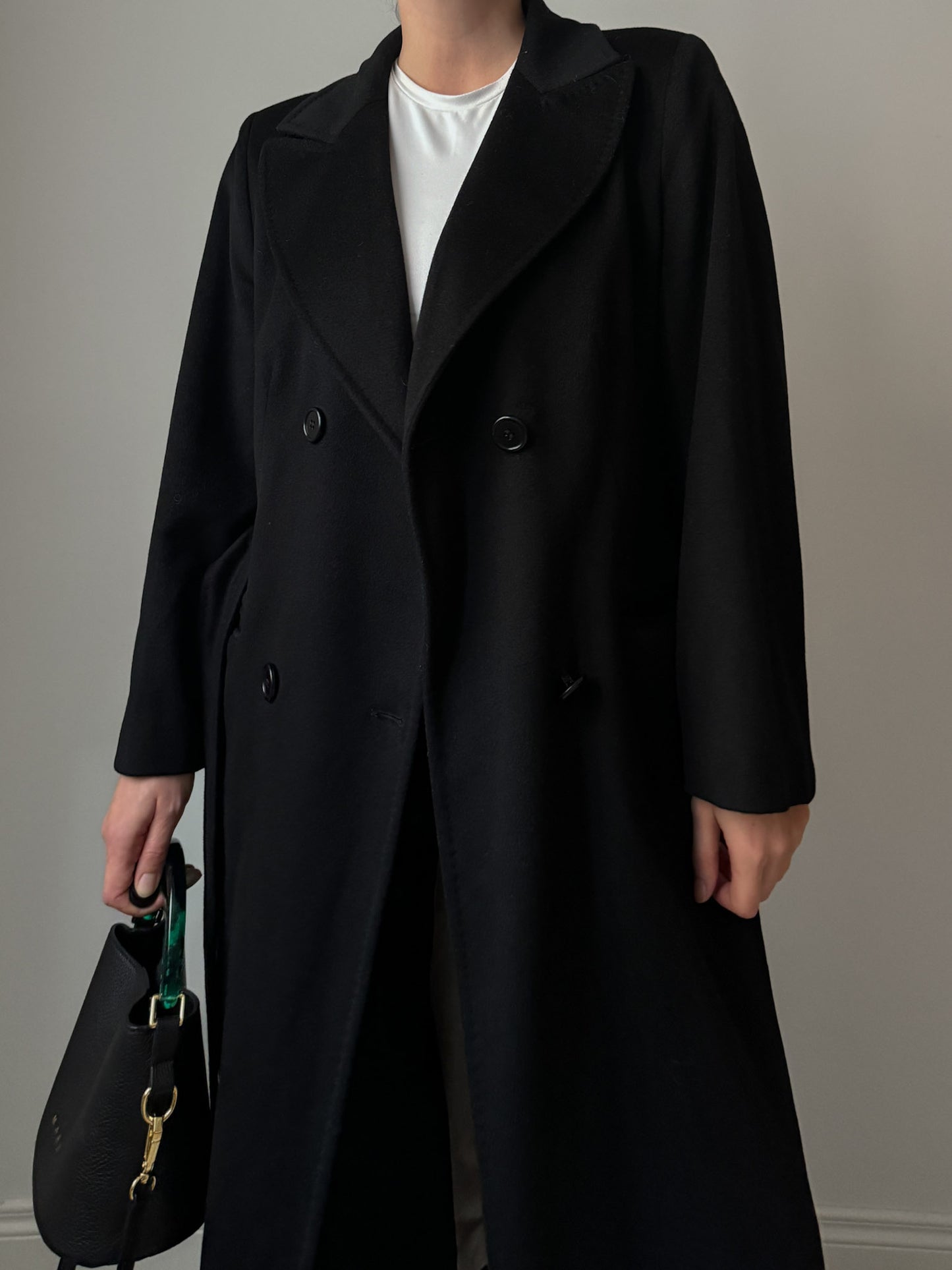 Pure wool black long coat