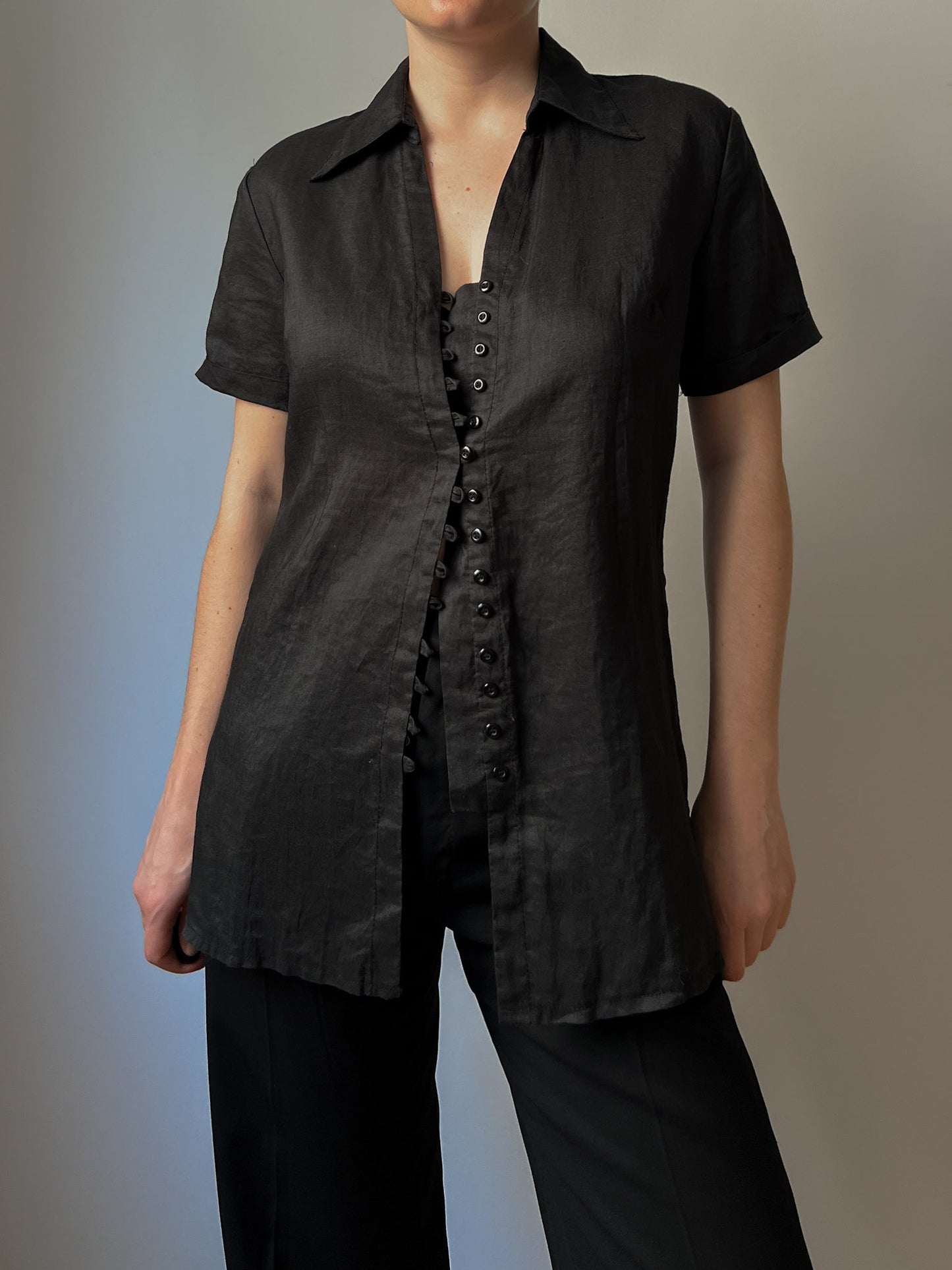 Pure linen black shirt