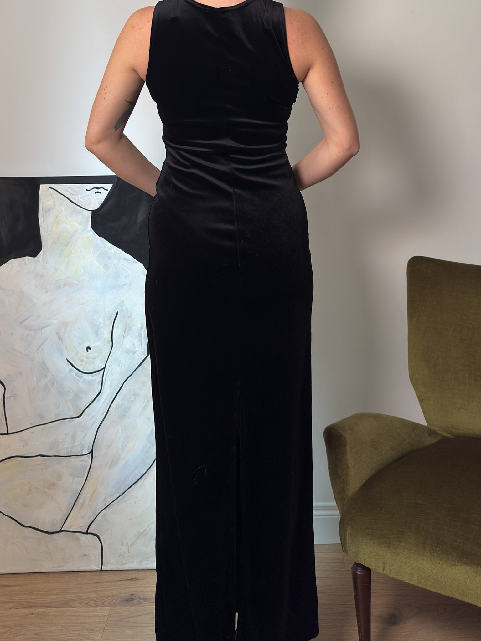 Velvet black long dress