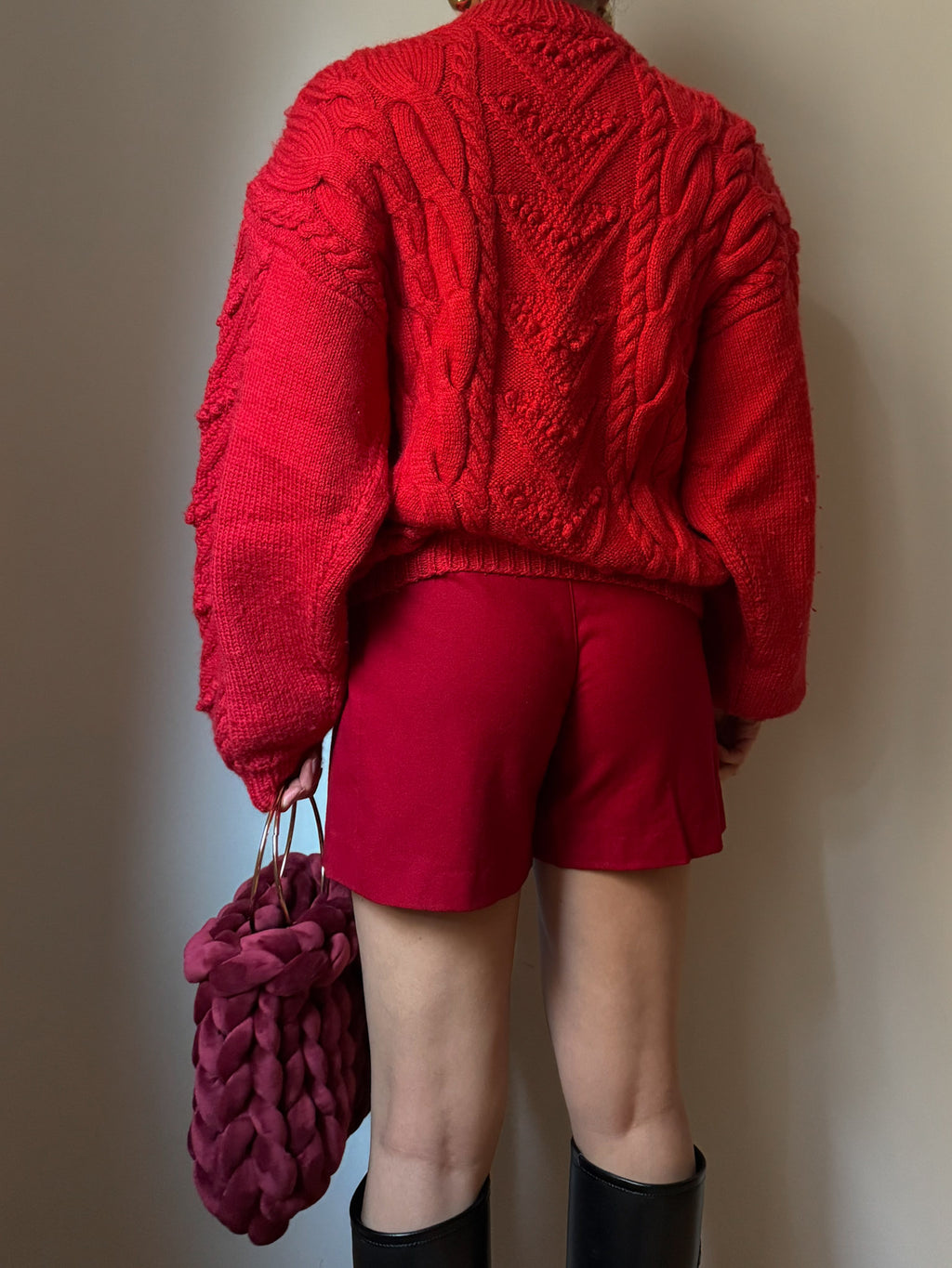 Pure wool red maxi pull