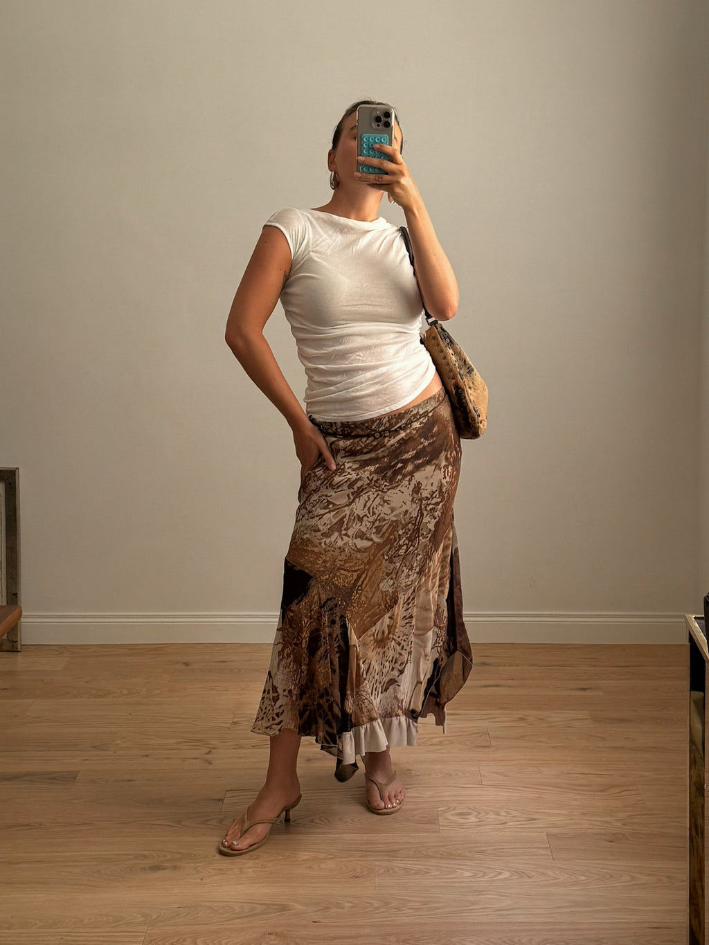 Pure viscose printed skirt