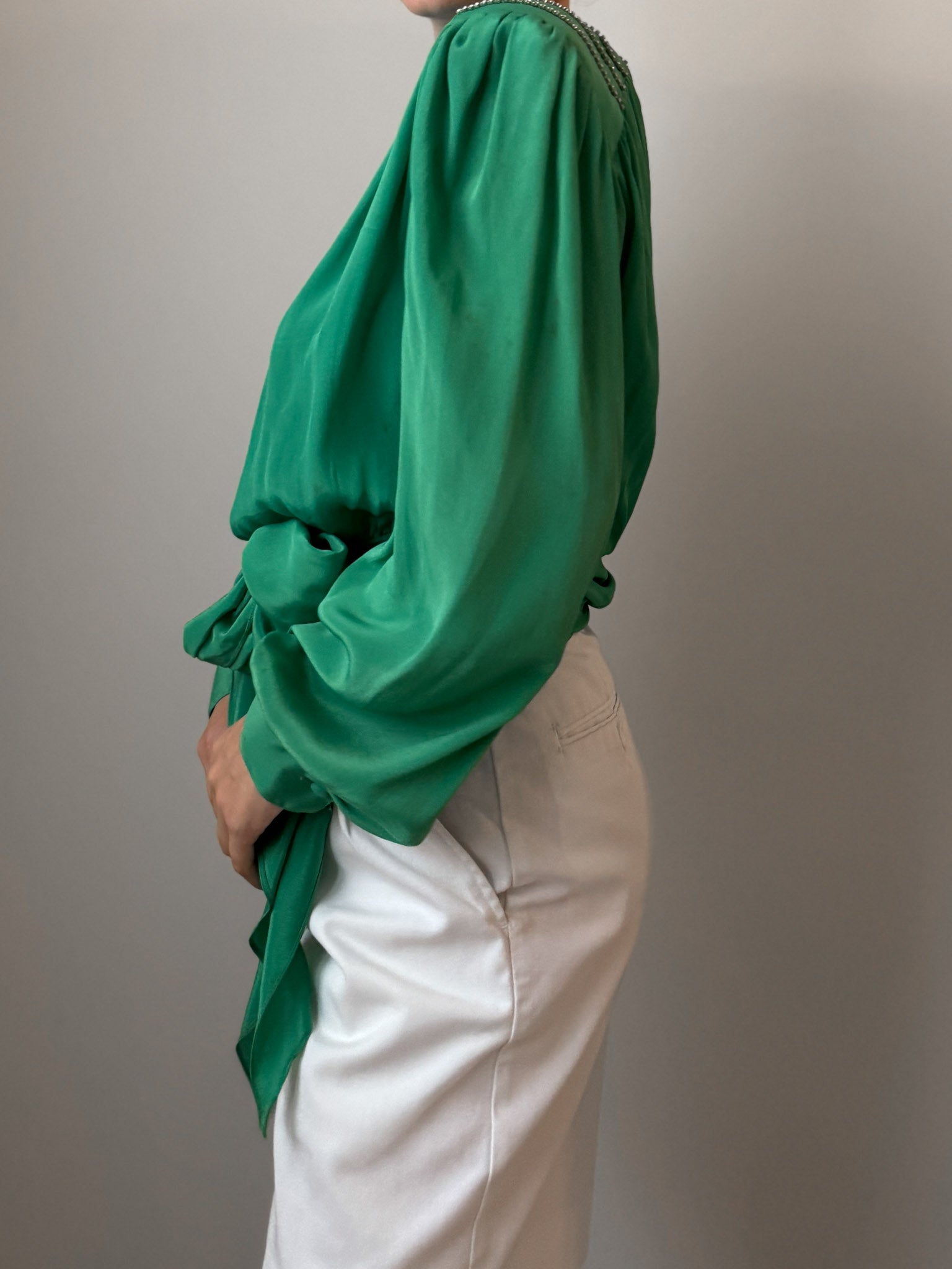 Silk blend green blouse