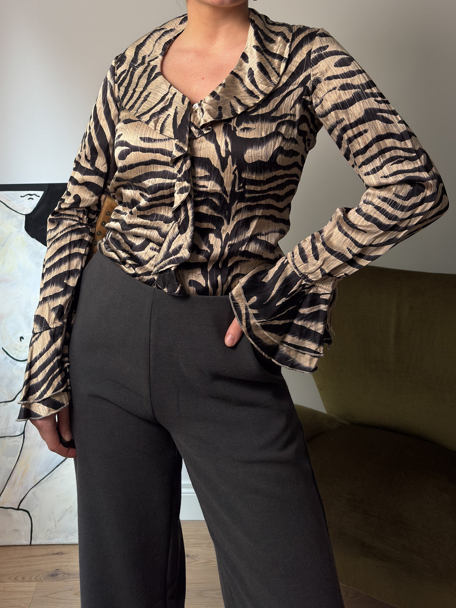 Pure silk animalier blouse