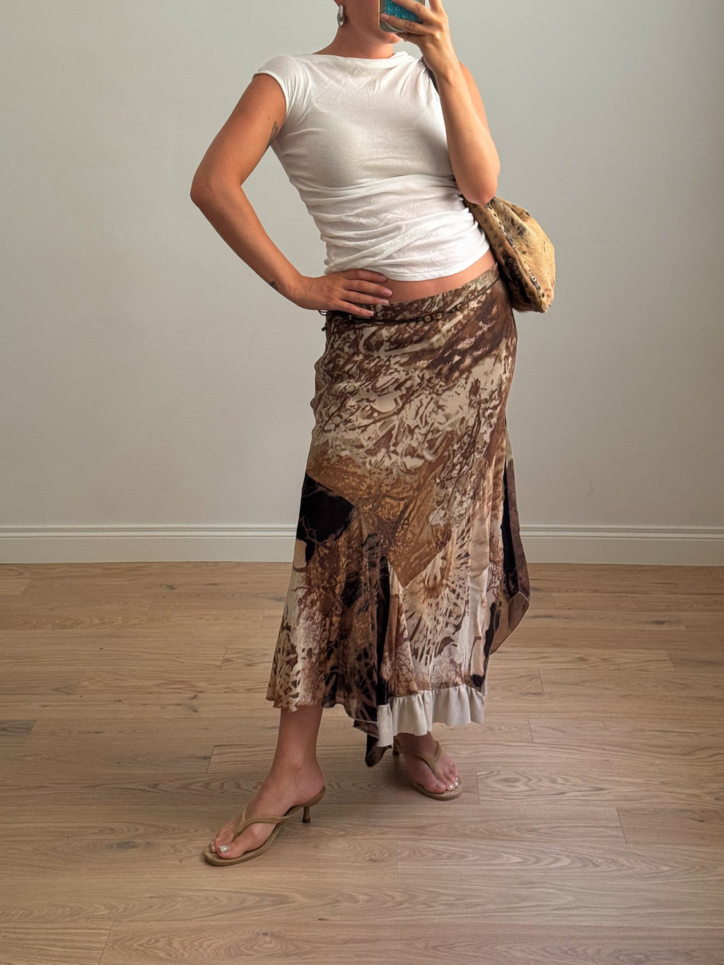 Pure viscose printed skirt