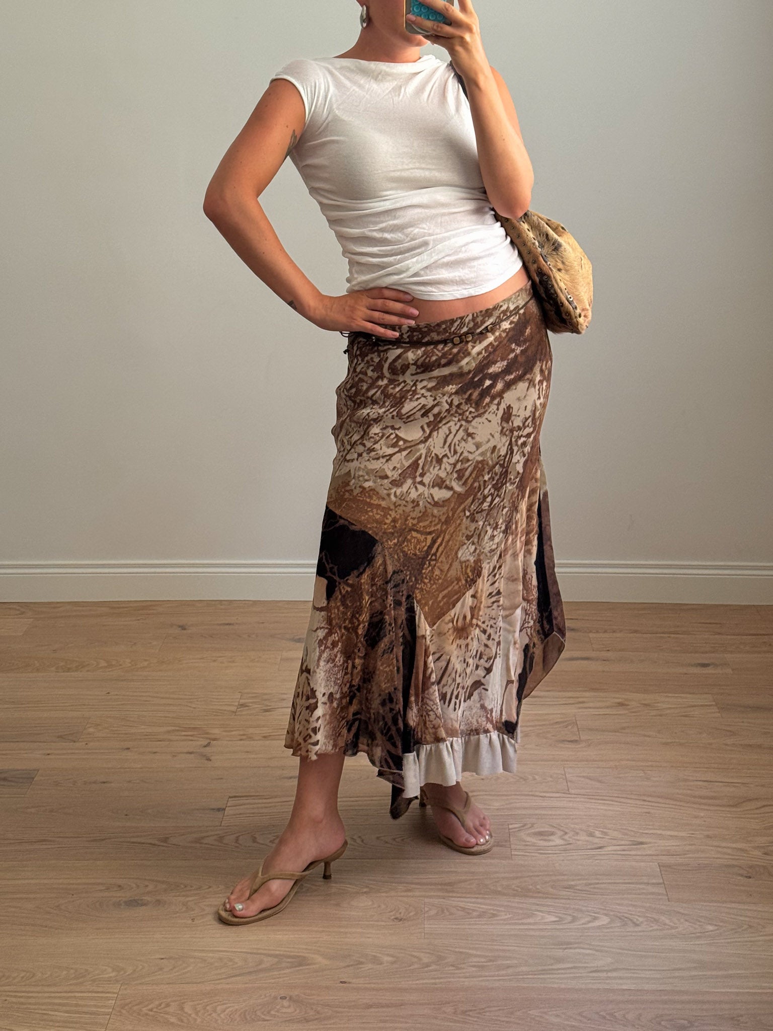 Pure viscose printed skirt