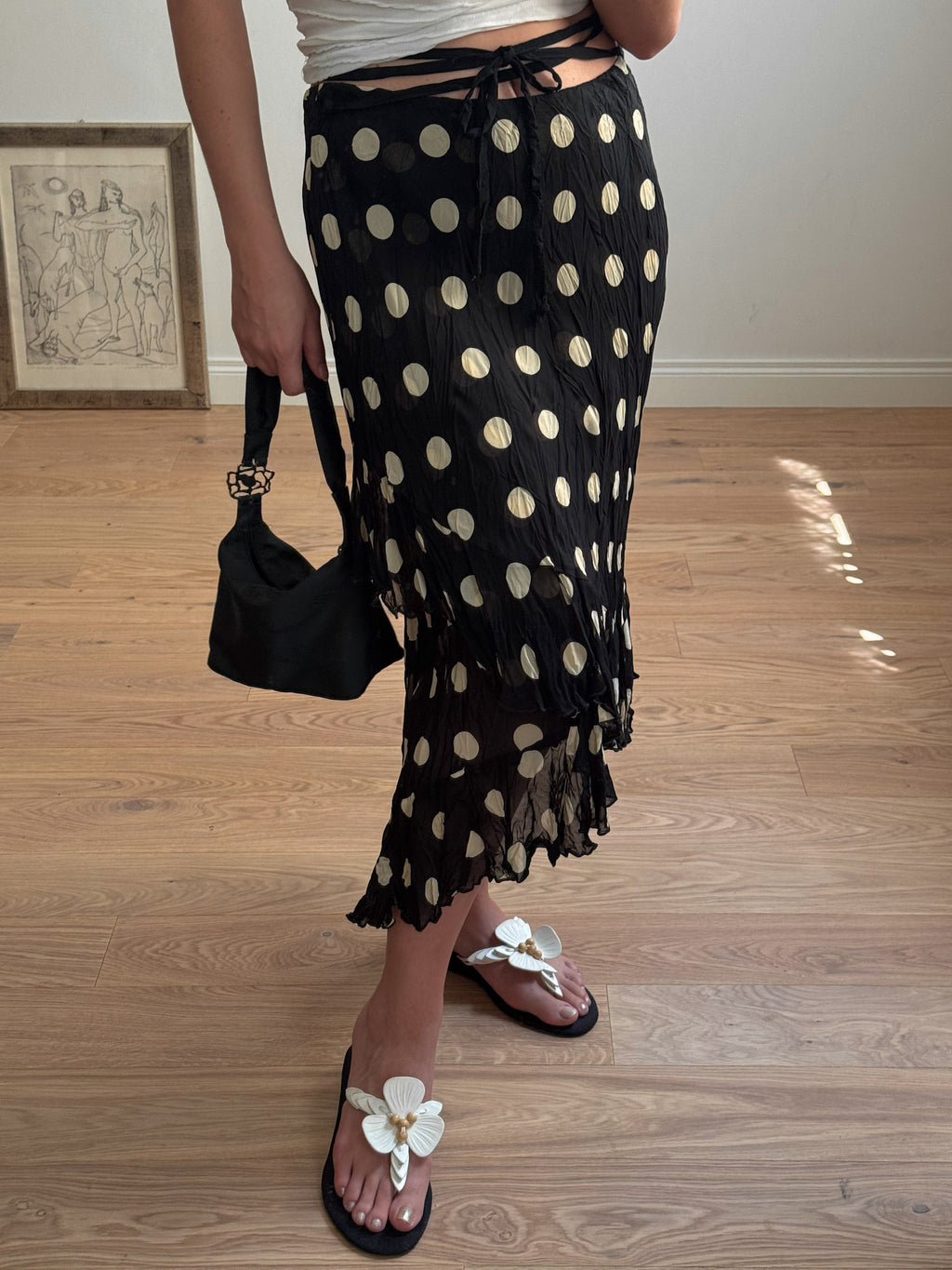 Pure viscose pois skirt