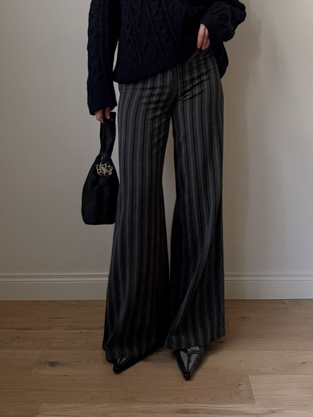 Wool and cotton striped pants