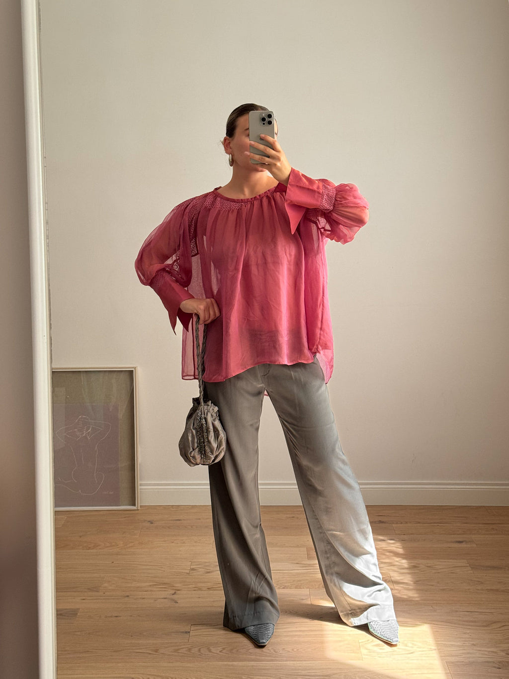 Pure silk mauve blouse