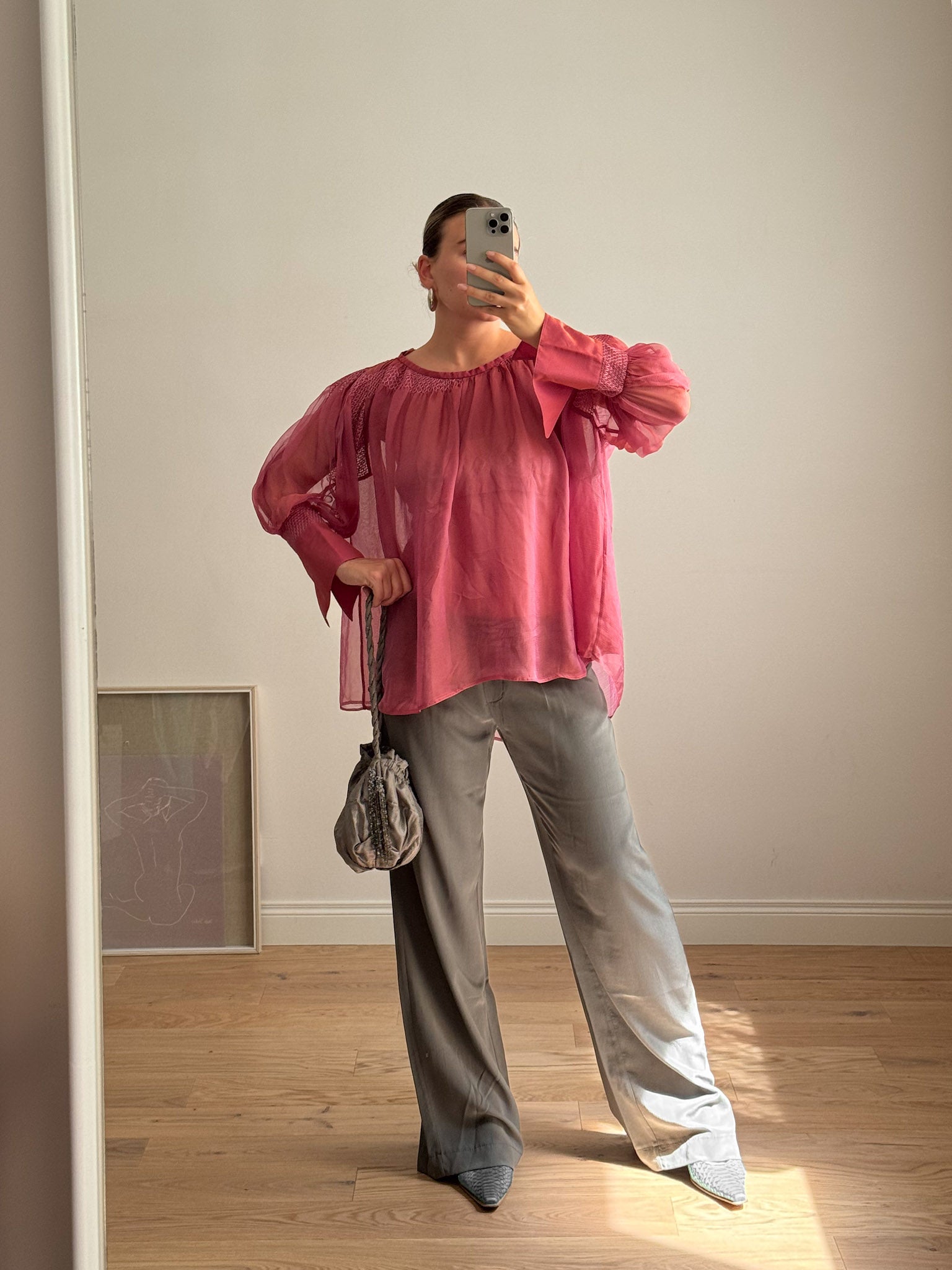 Pure silk mauve blouse