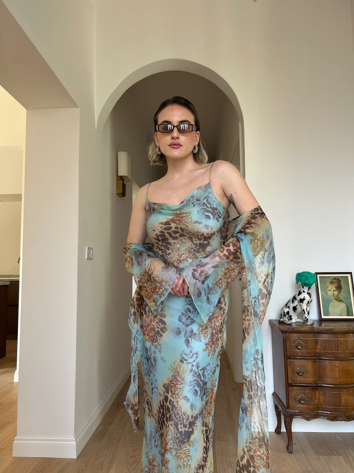 Pure silk animalier dress