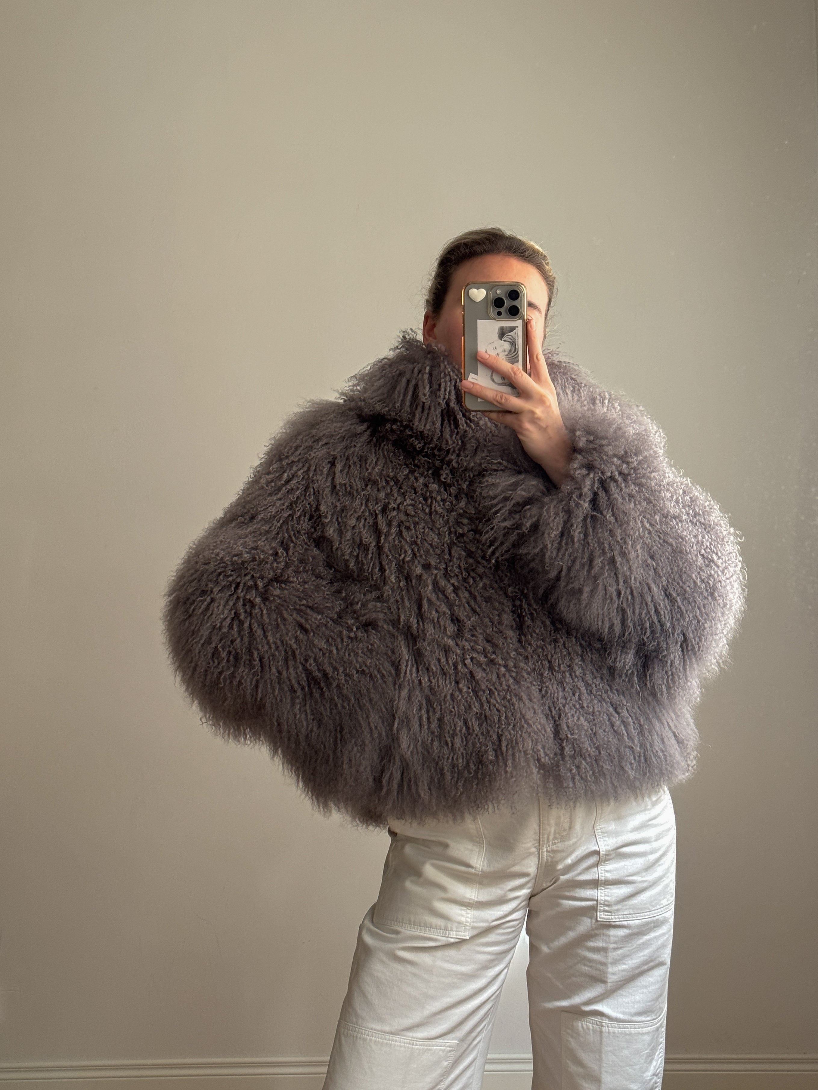 Mongolian grey fur jacket
