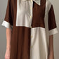Silk blend ivory and chocolate shirt