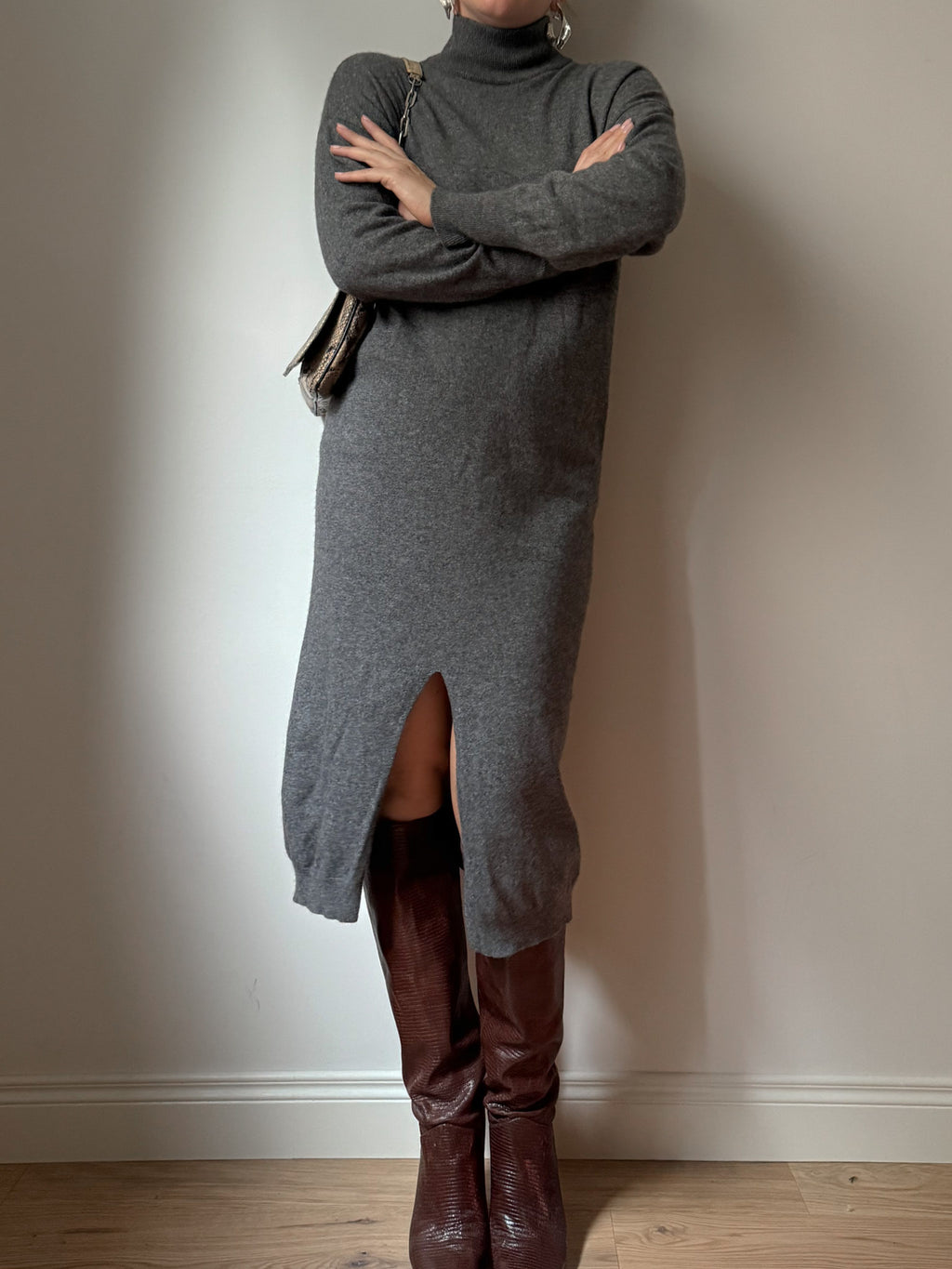 Wool blend grey dress