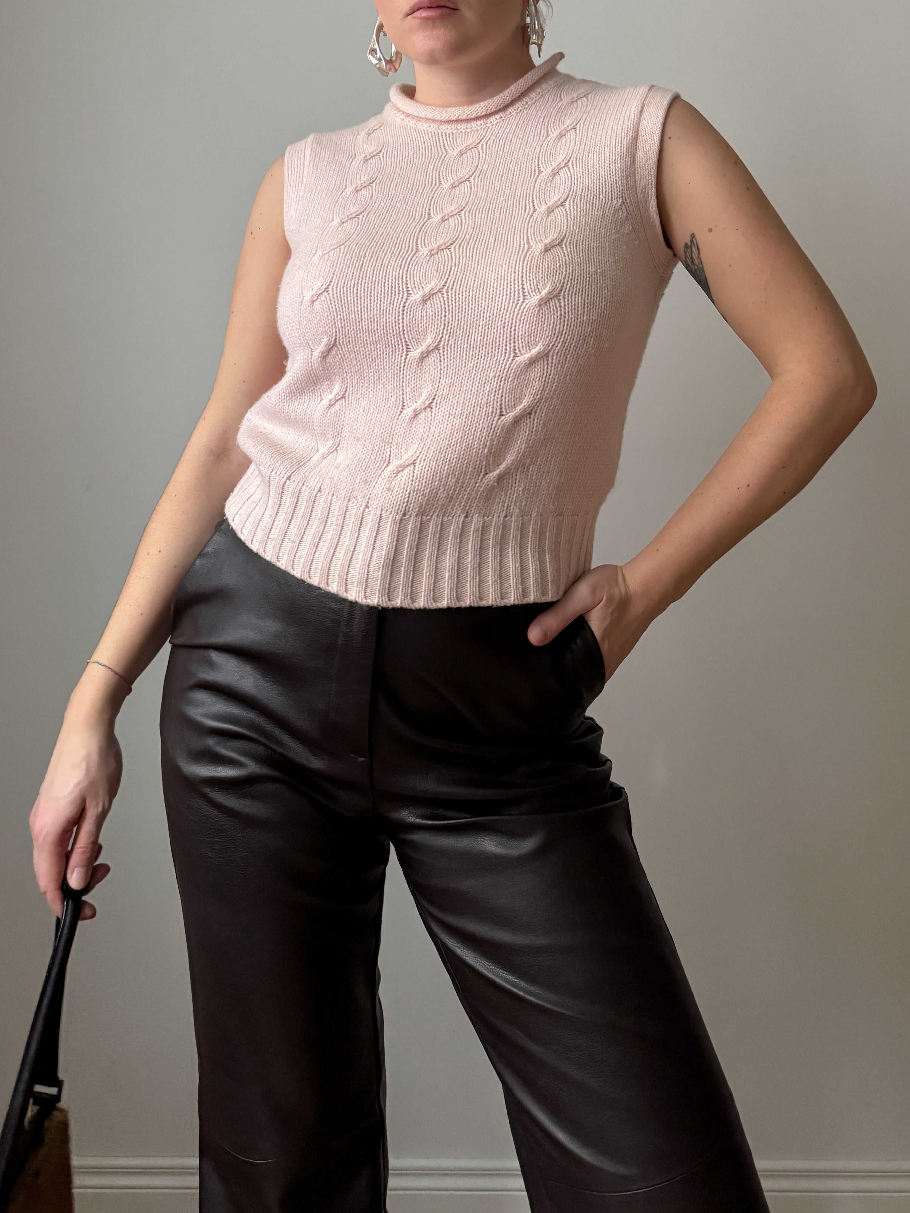 Wool and angora pink top