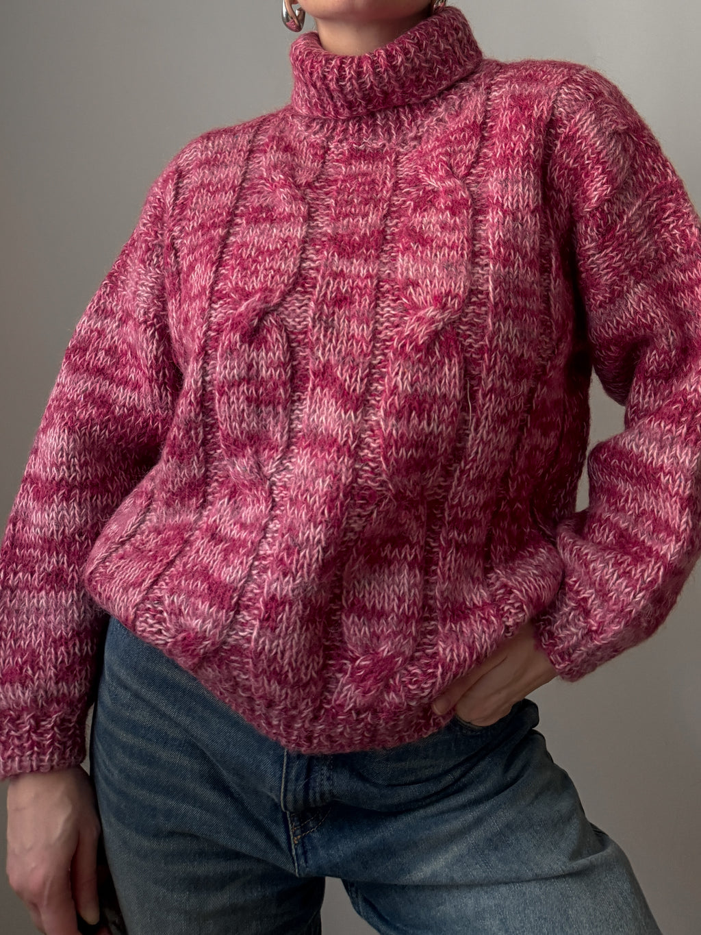 Pure wool embroidered melange pull