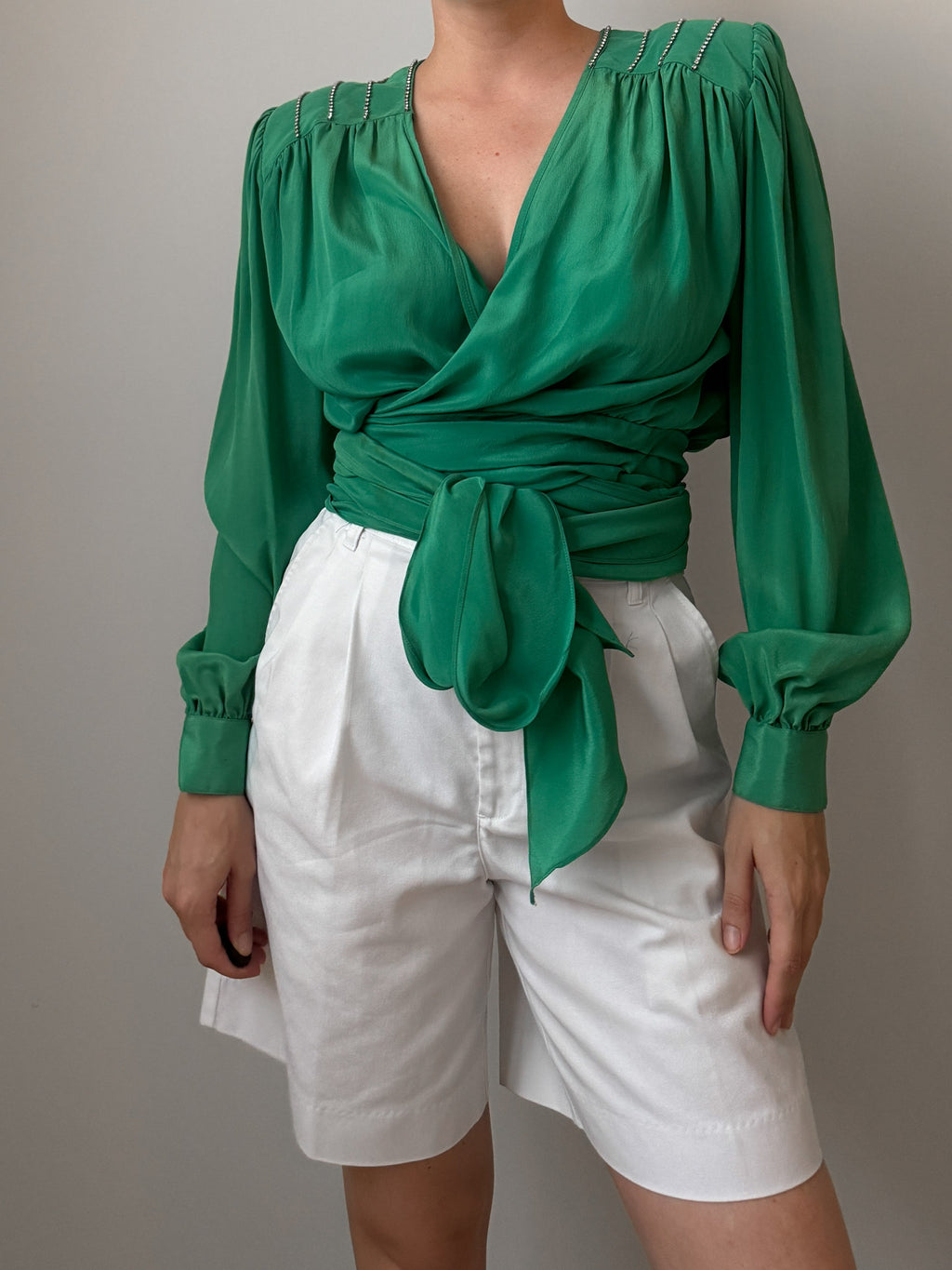 Silk blend green blouse
