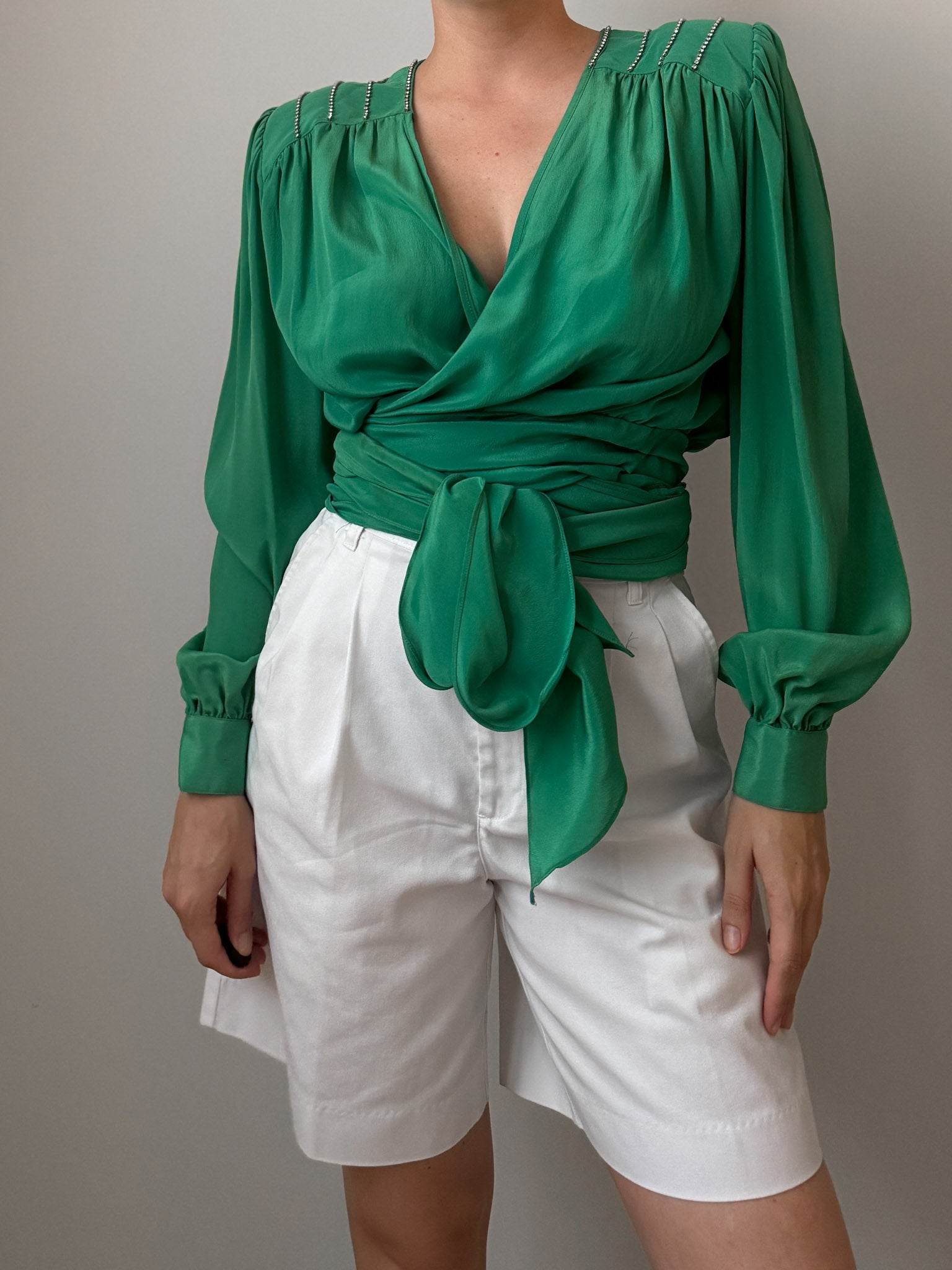 Silk blend green blouse