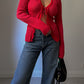 Viscose and cotton red cardigan