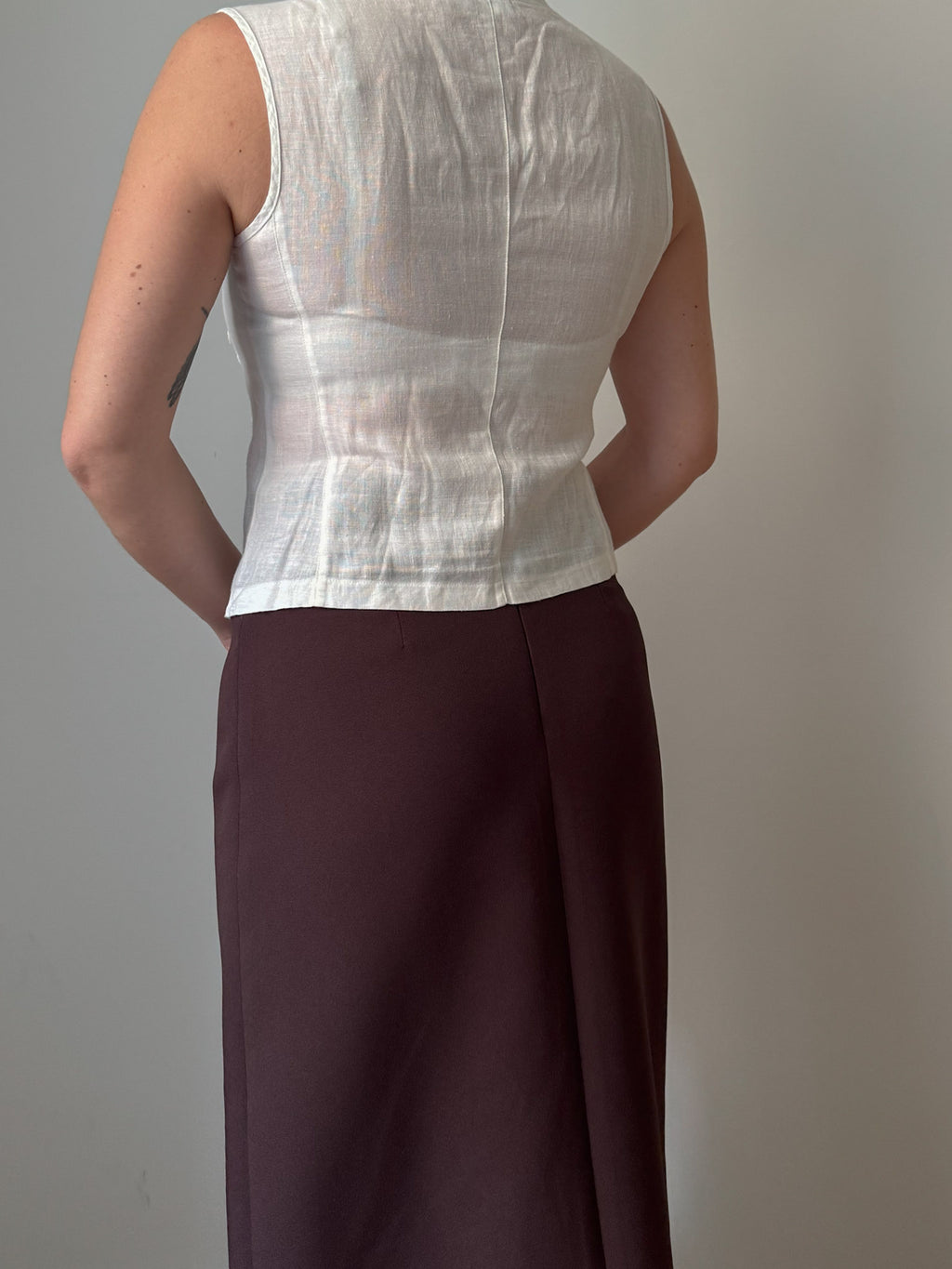 Pure linen embroidered top