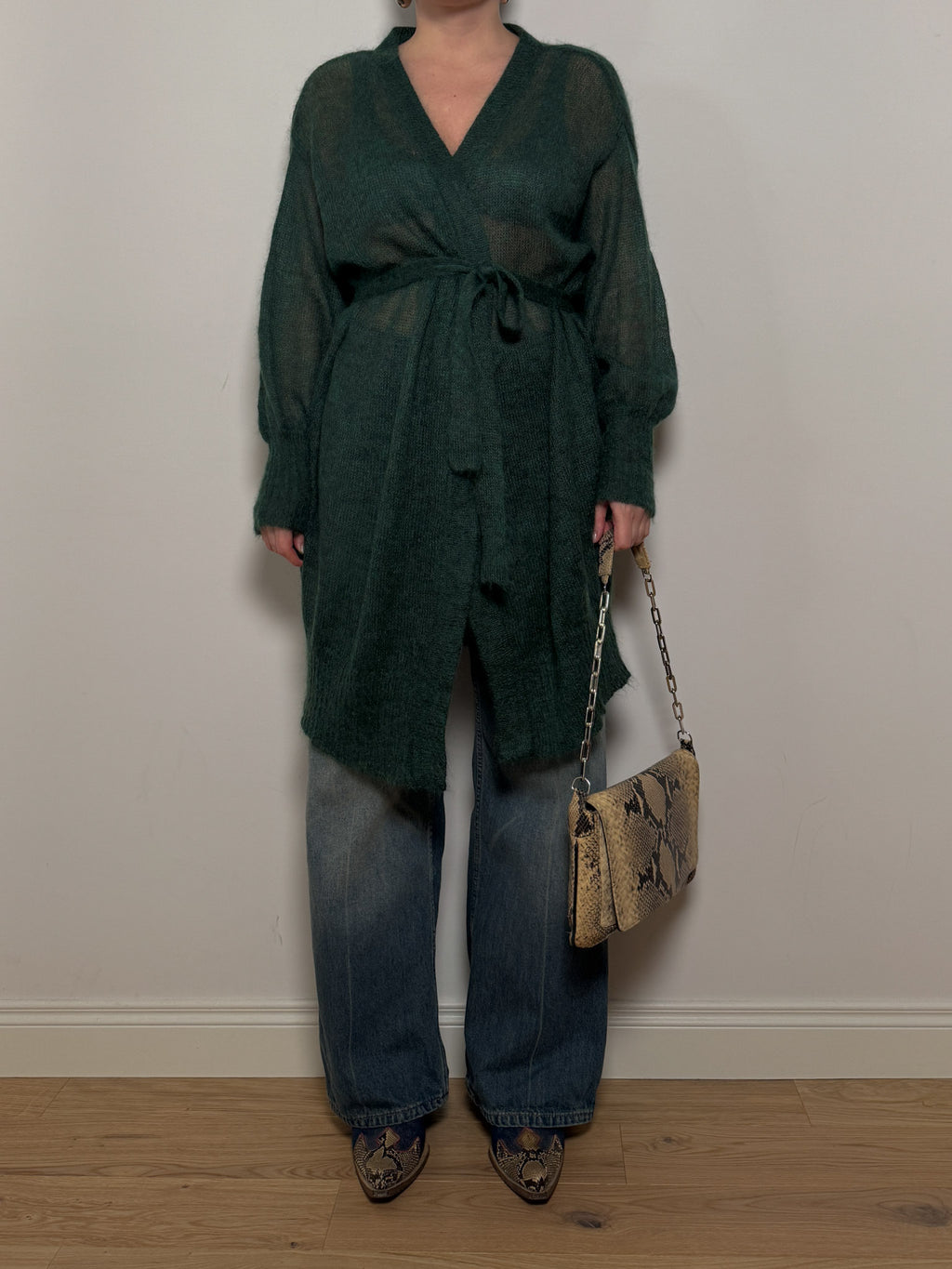 Mohair green maxi cardigan