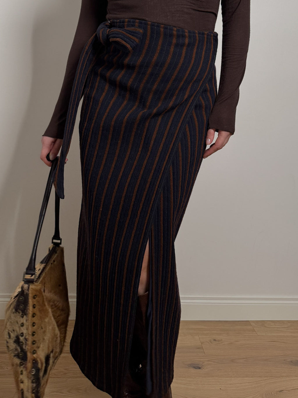 Wool and viscose striped skirt