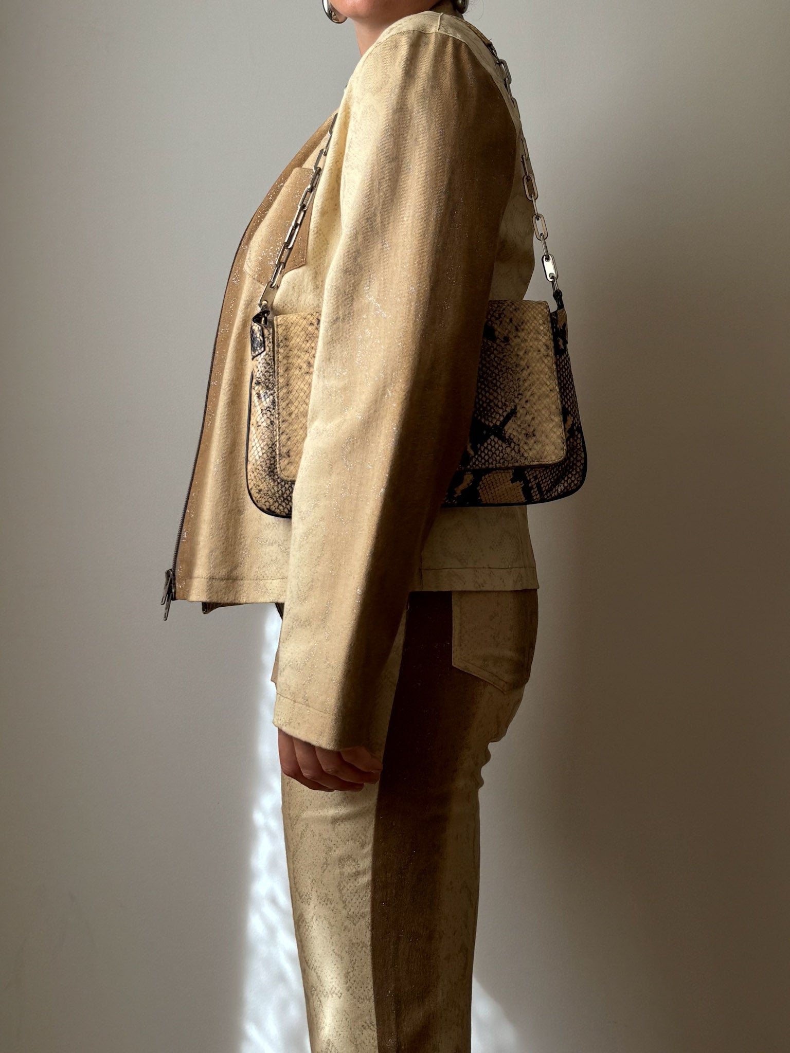 Denim animalier beige co-ord