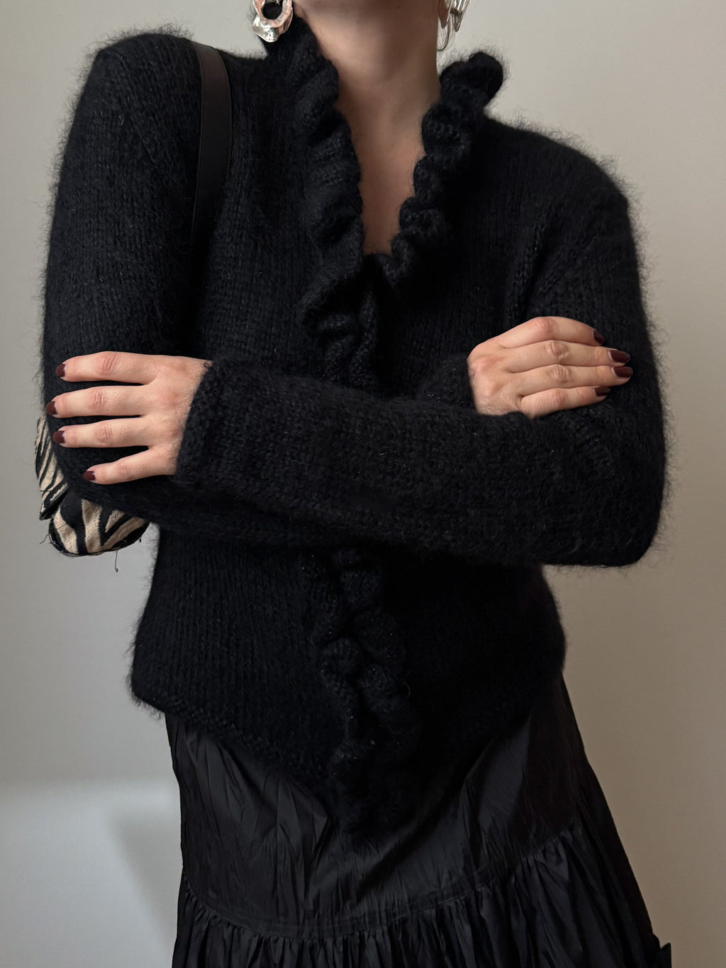 Angora and mohair black cardigan