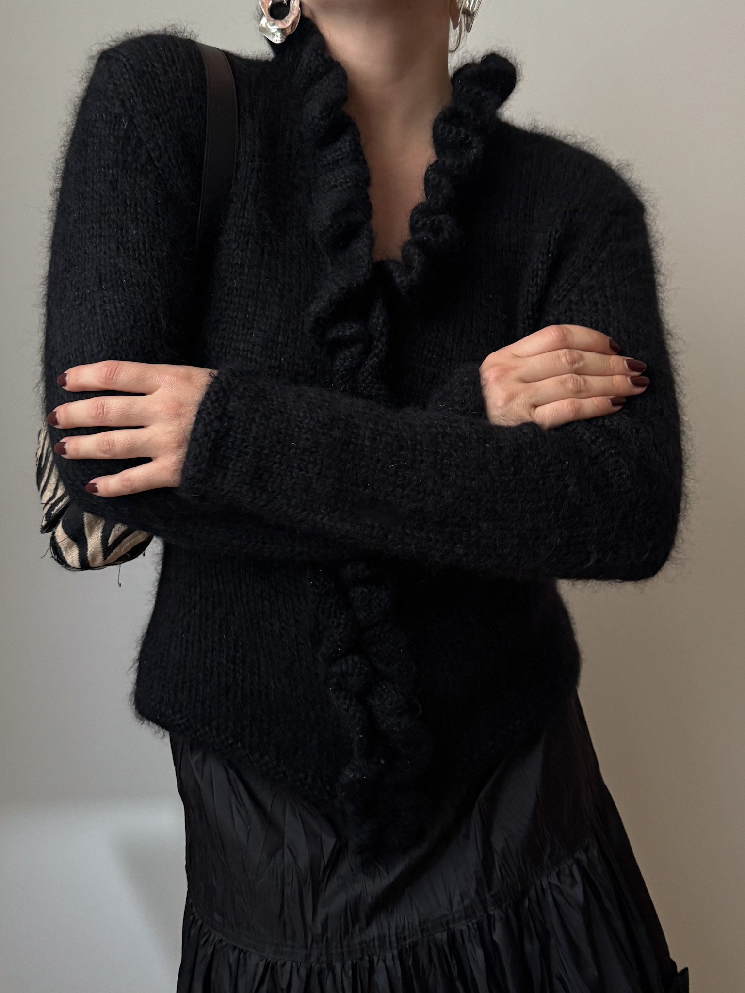 Angora and mohair black cardigan