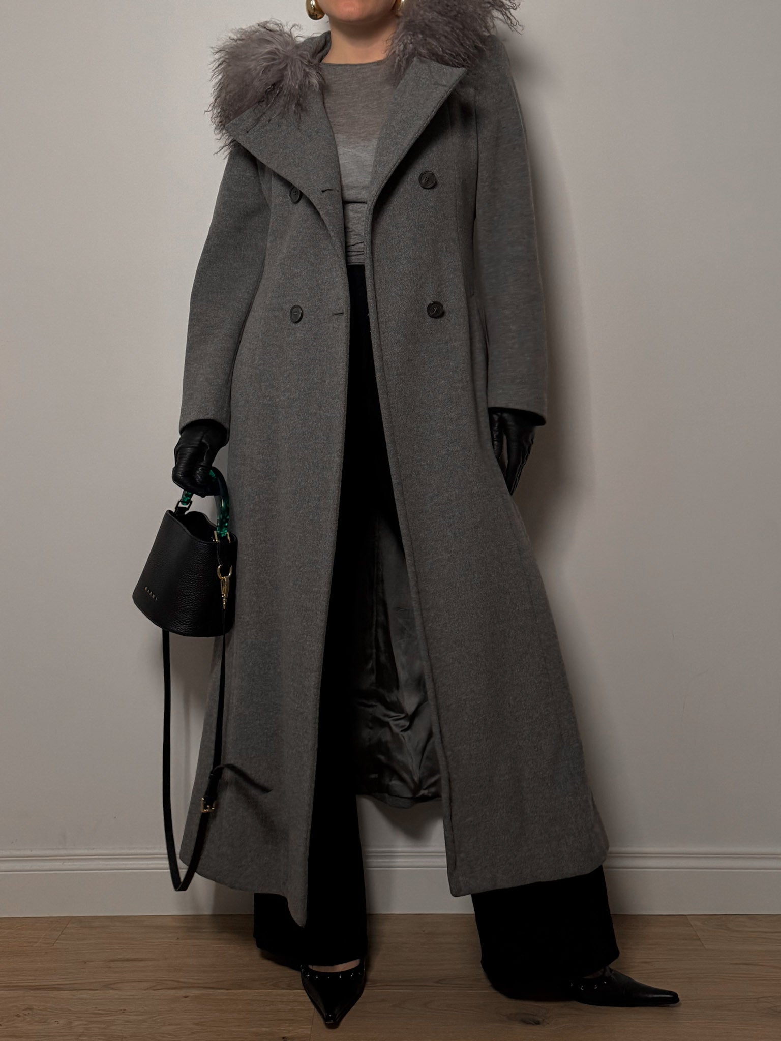 Wool, Angora and cashmere grey coat