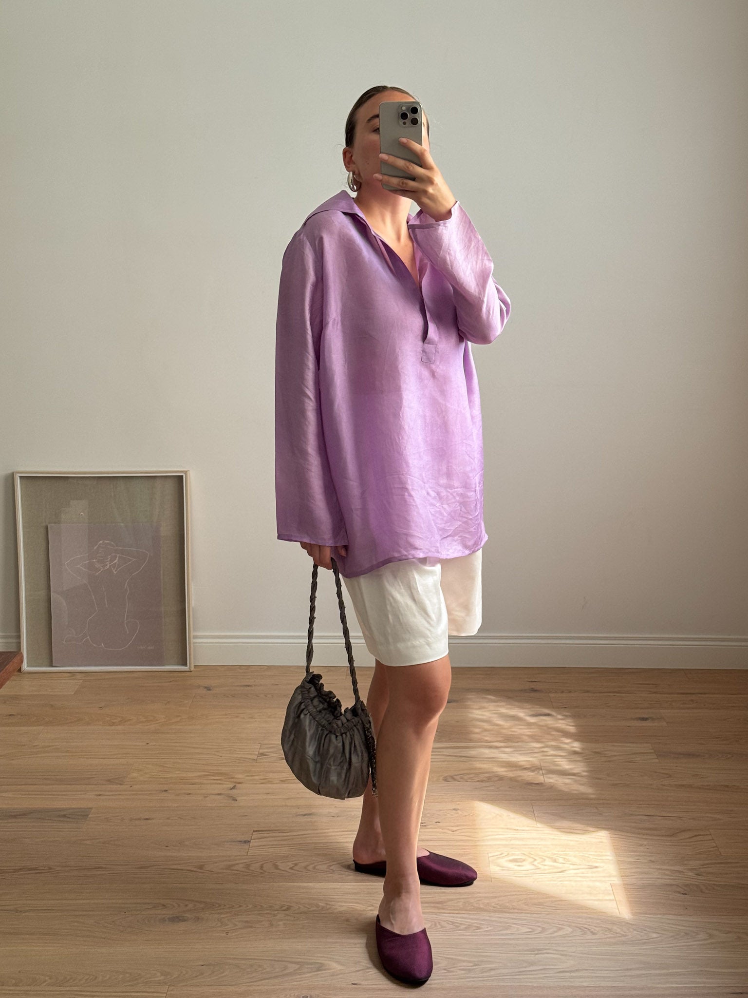 Pure silk lilac shirt