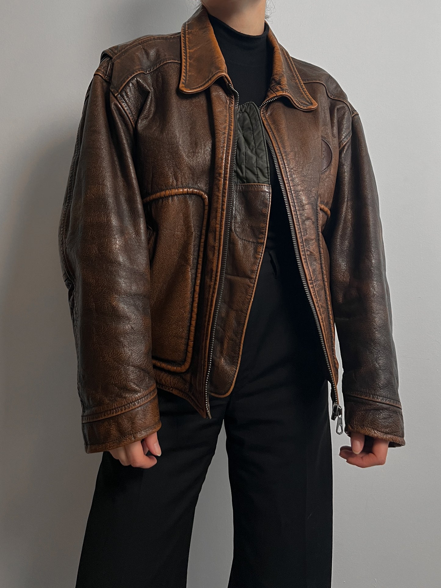 Genuine leather biker jacket