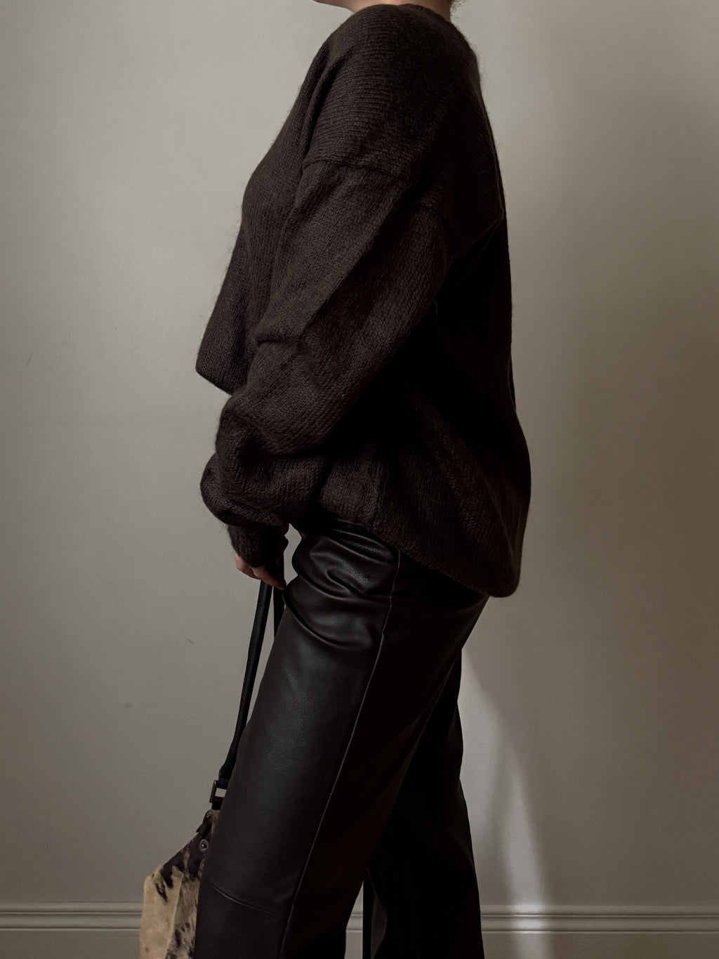 Pure wool embroidered brown cardigan