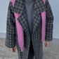 Pure wool check grey coat