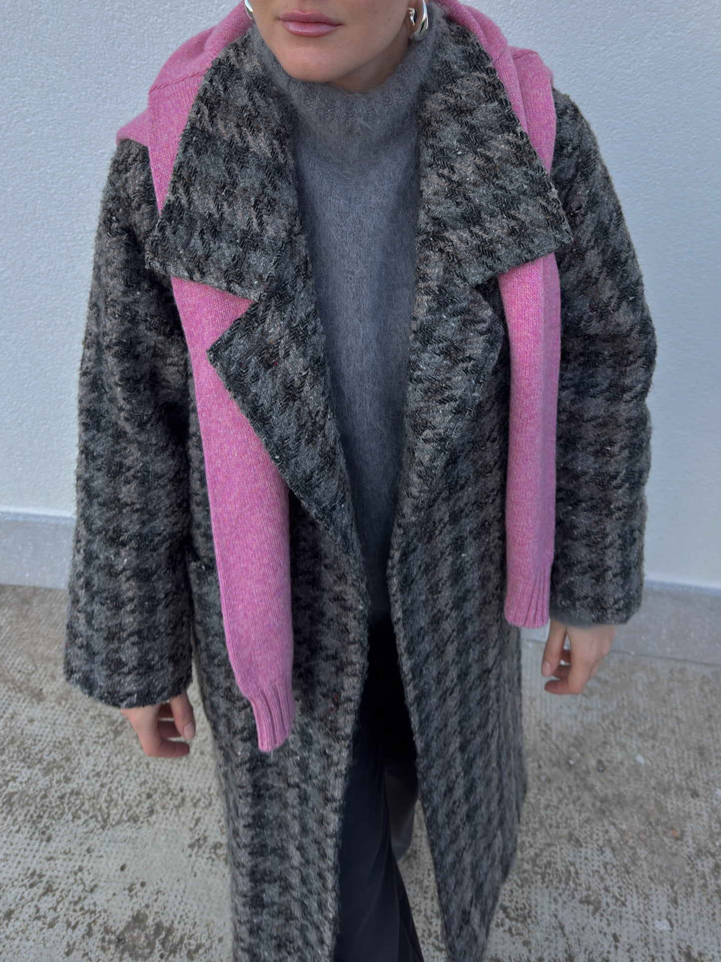 Pure wool check grey coat