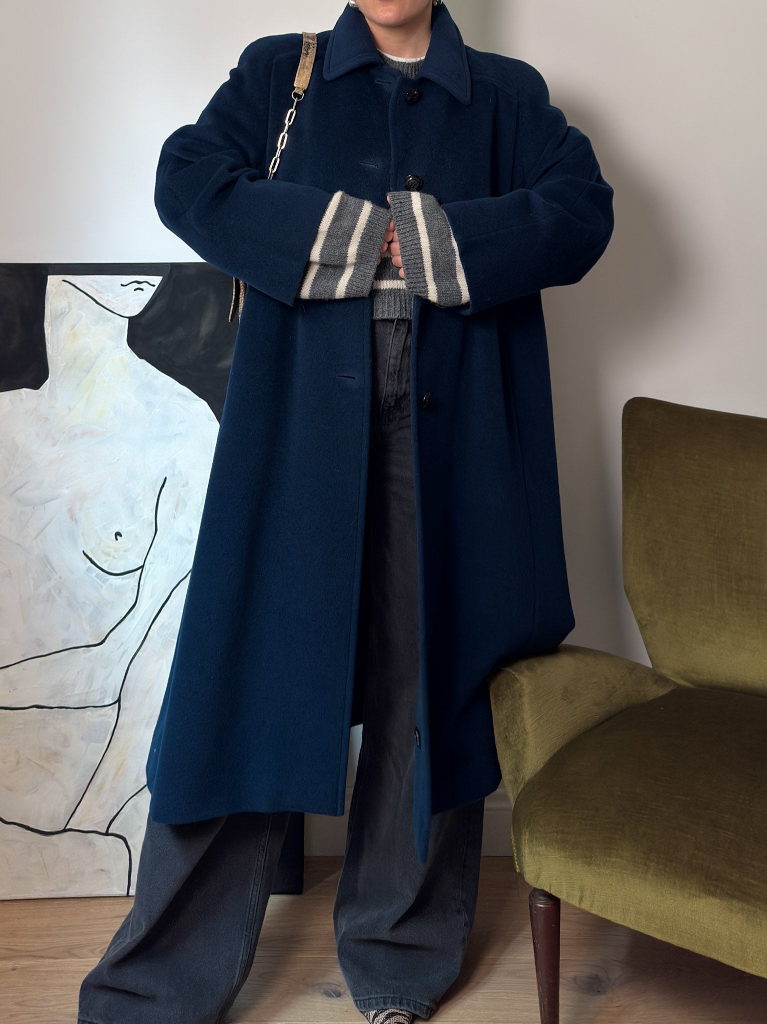 Pure virgin wool blue cobalt coat