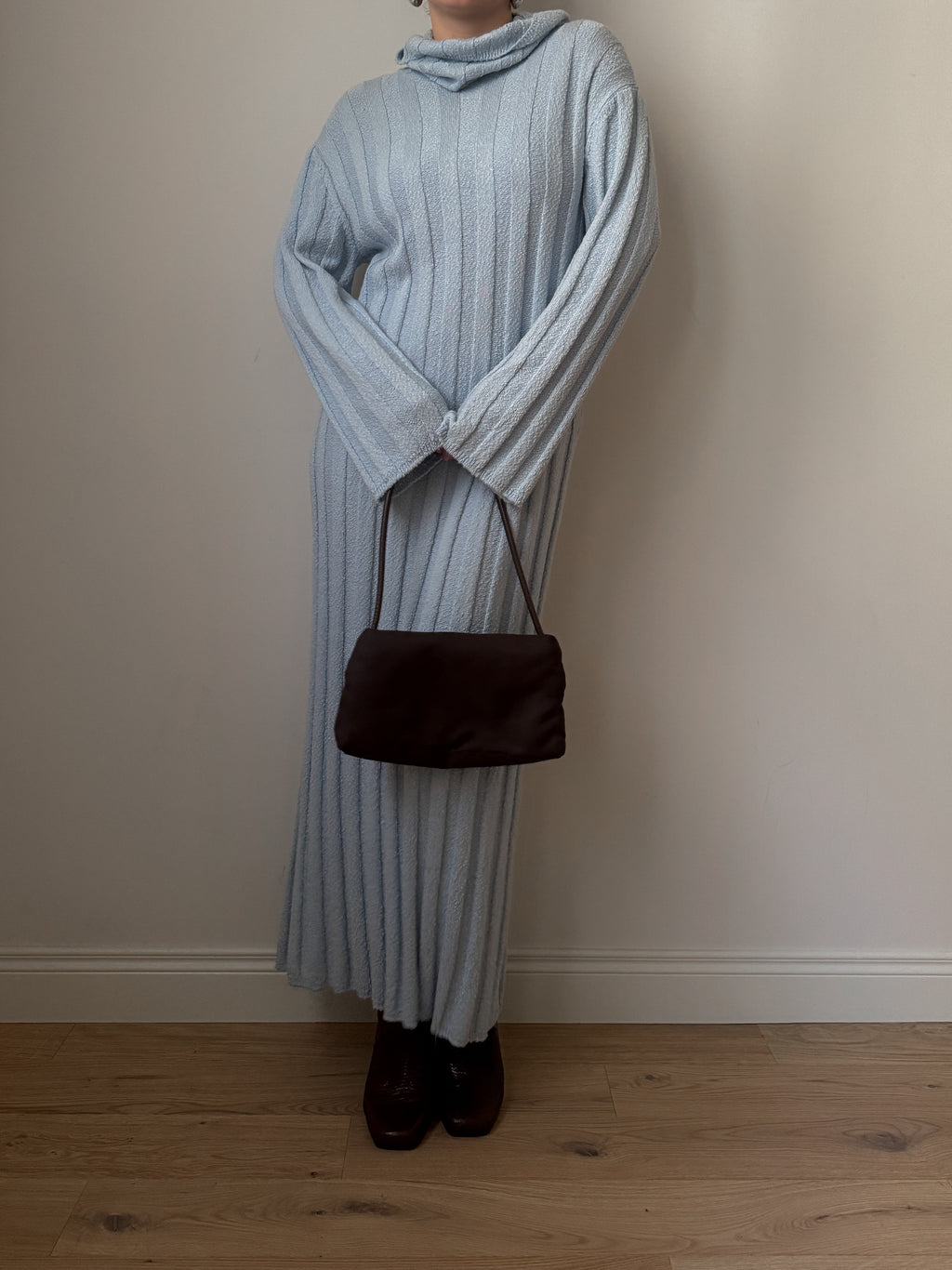 Wool blend sky maxi dress