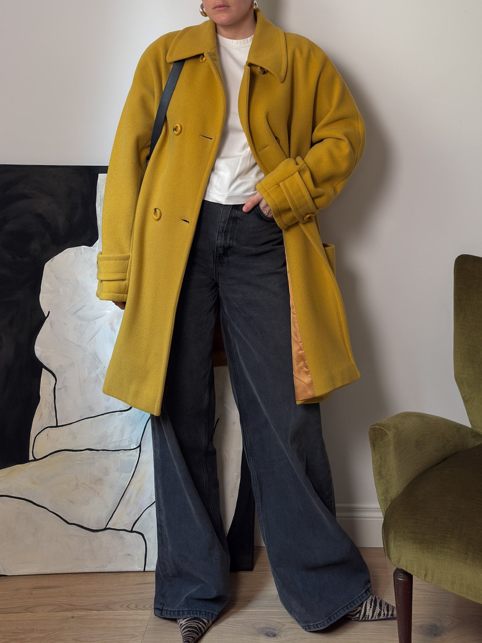 Pure virgin wool yellow caban