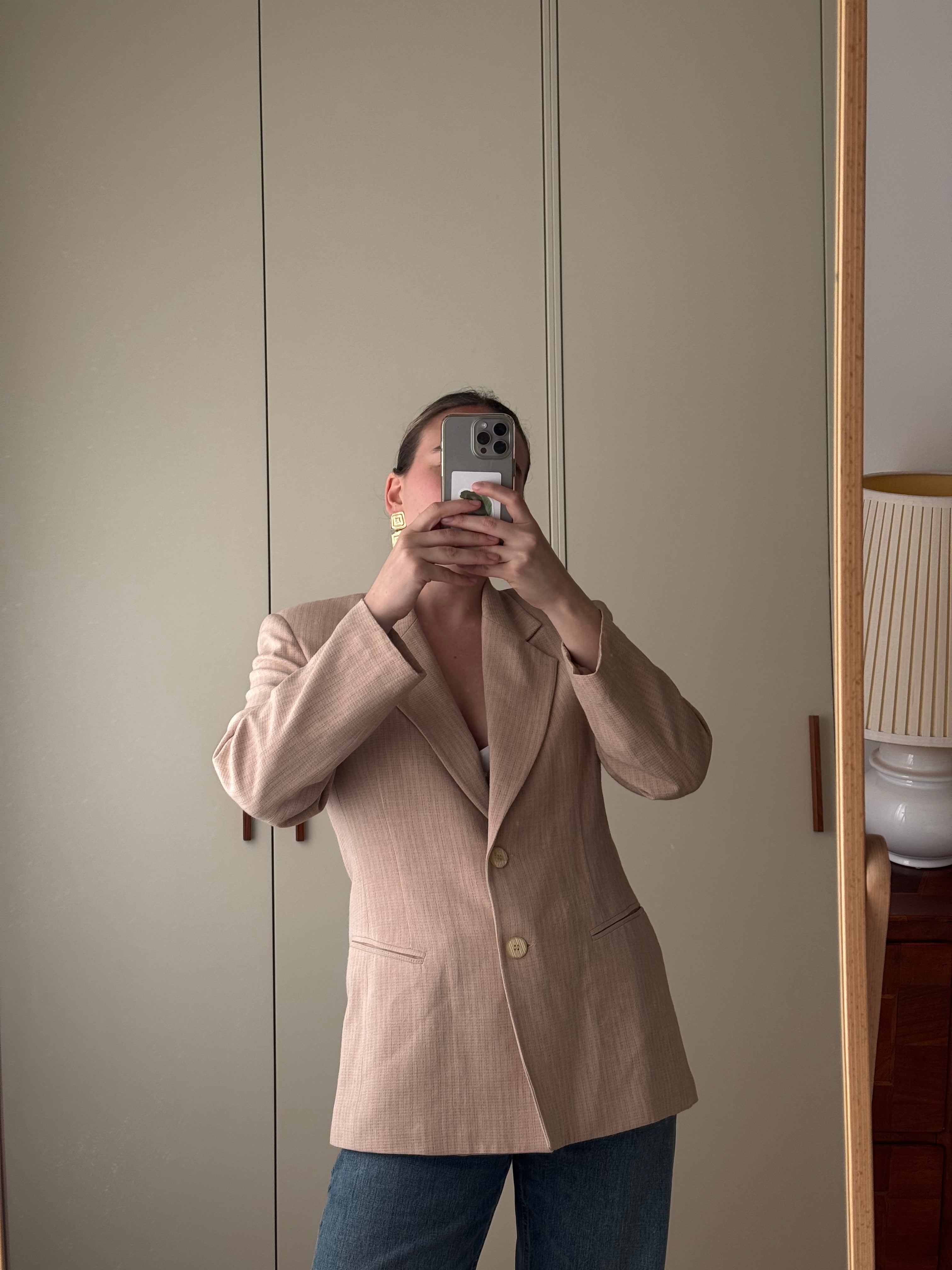 Viscose and wool pink blazer