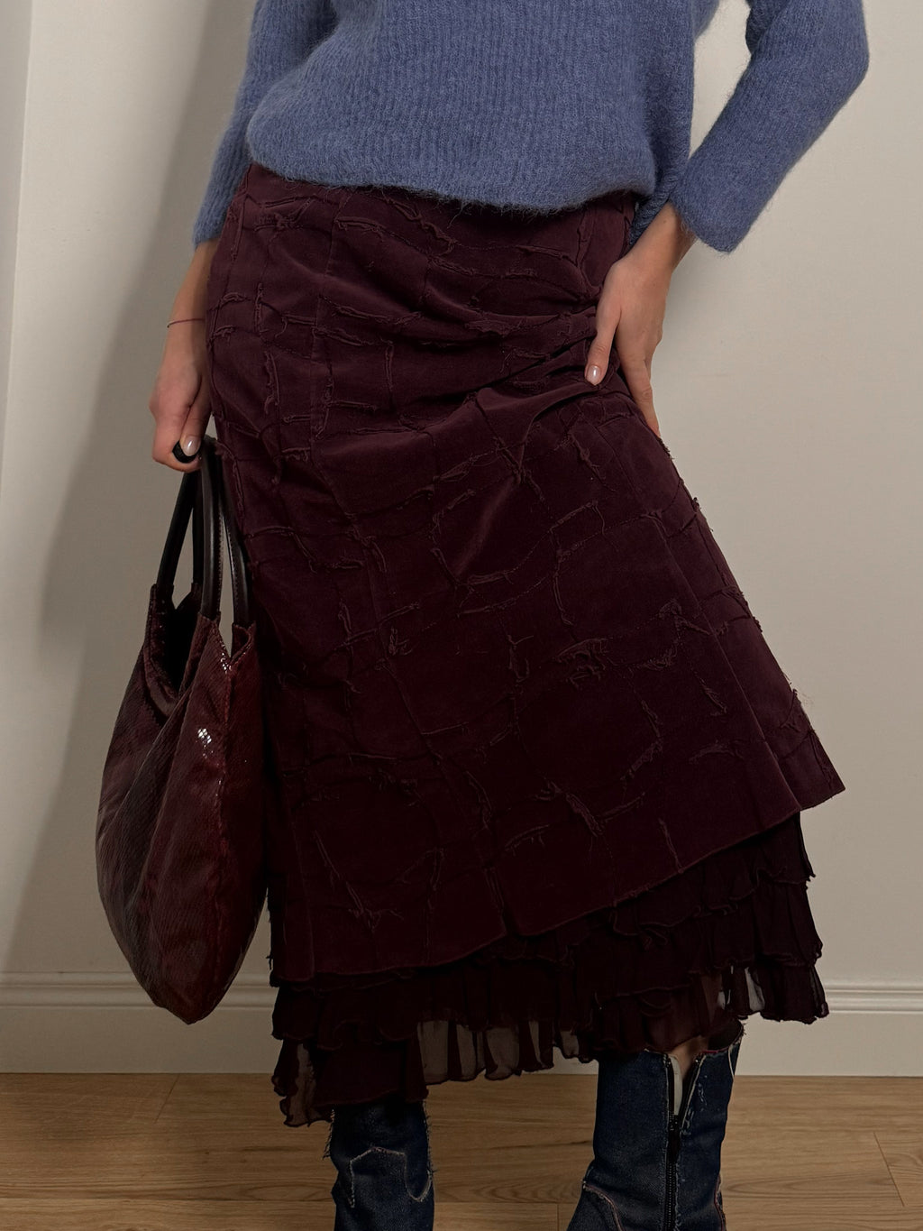Velvet burgundy skirt