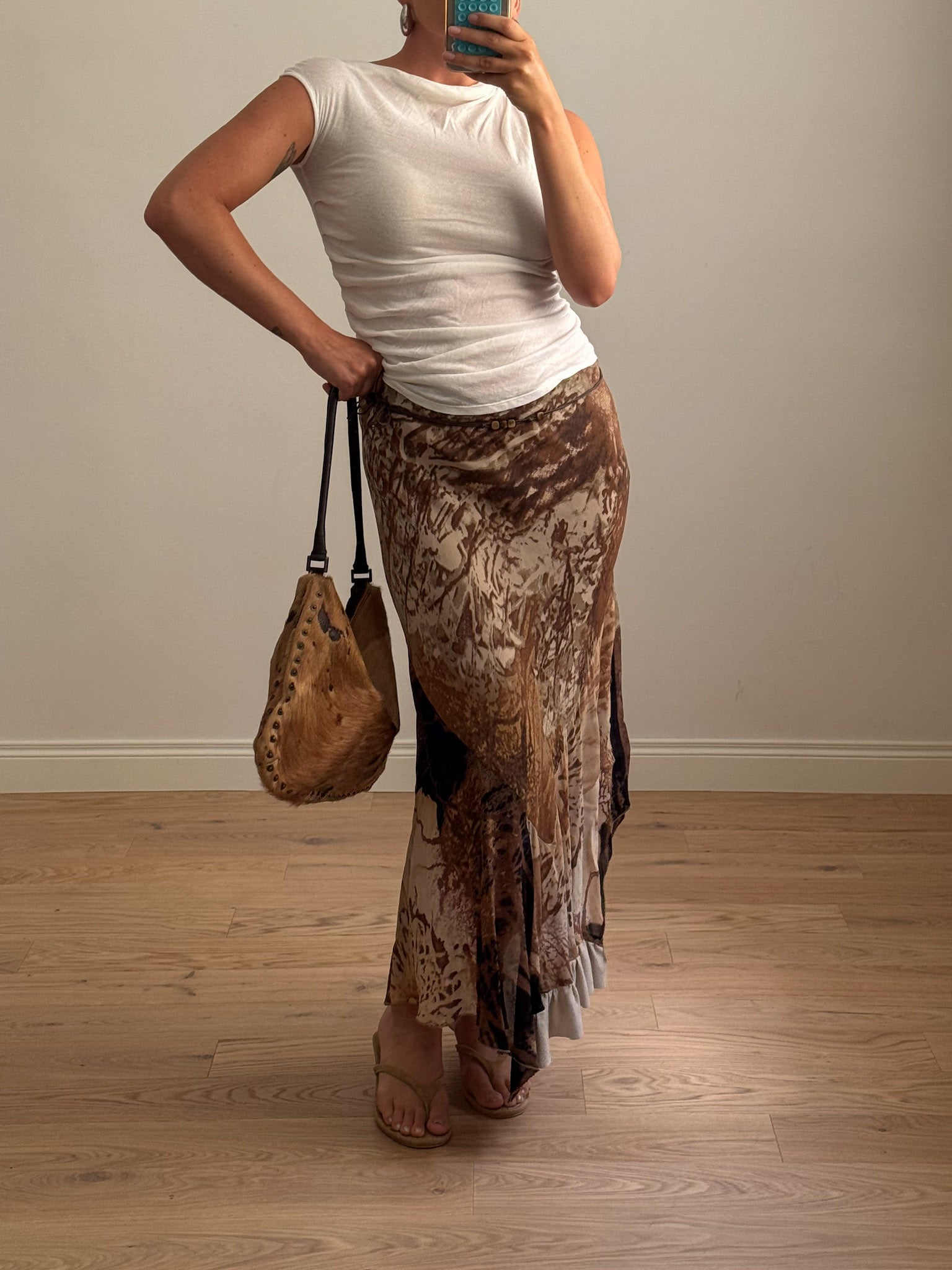 Pure viscose printed skirt