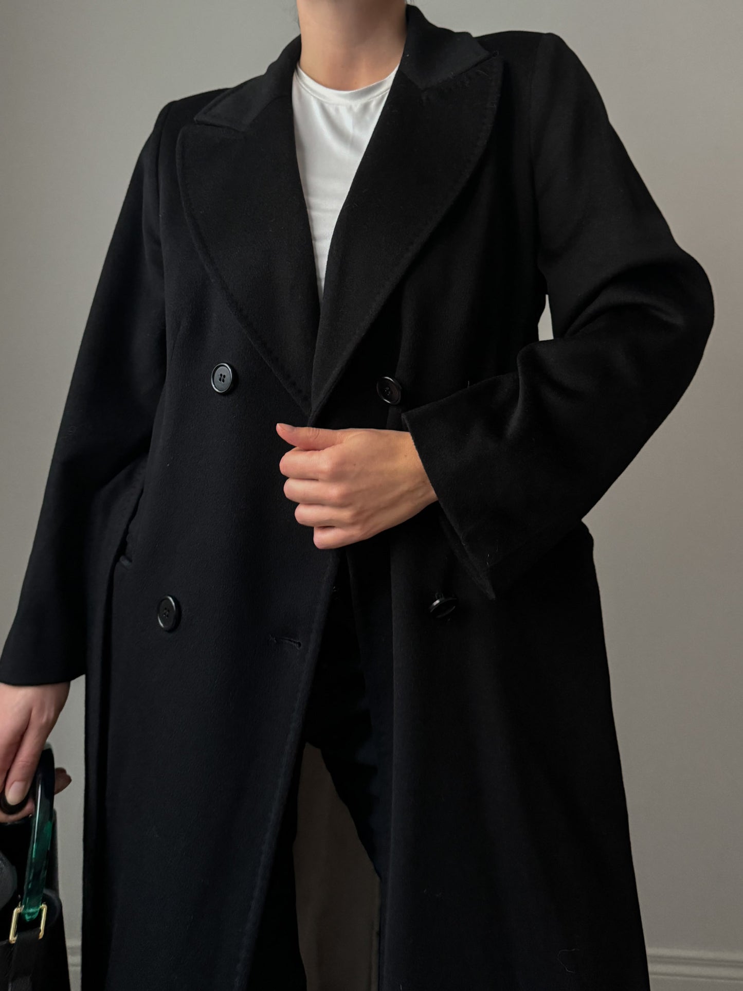 Pure wool black long coat