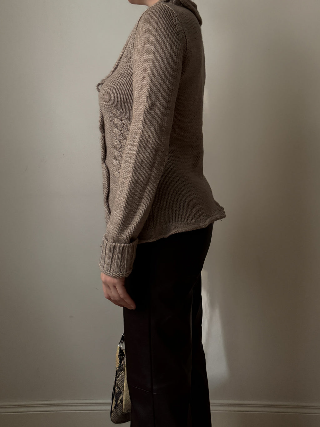 Wool blend sand cardigan