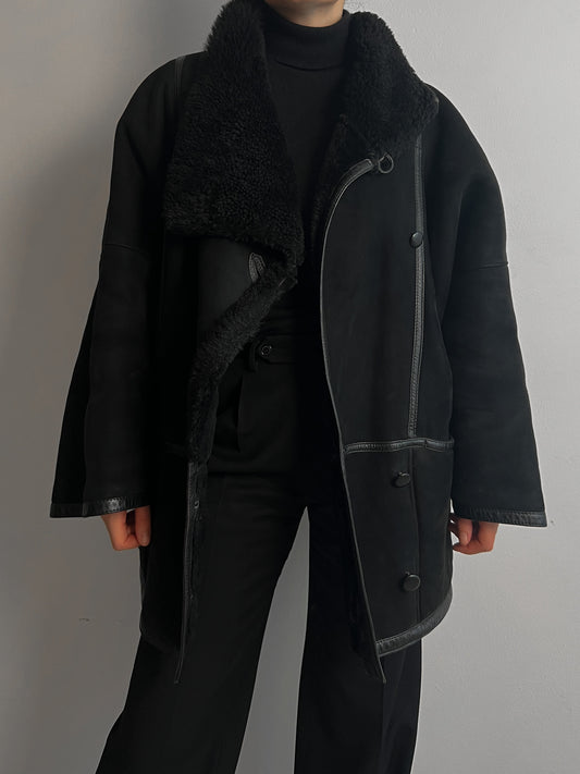 Vintage black Shearling coat