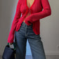 Viscose and cotton red cardigan