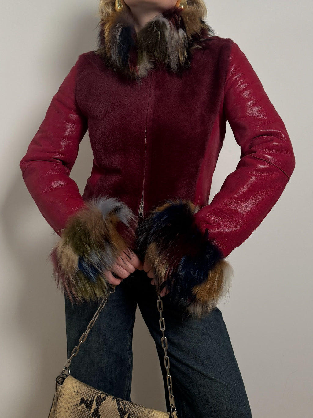 Original shearling burgundy jacket