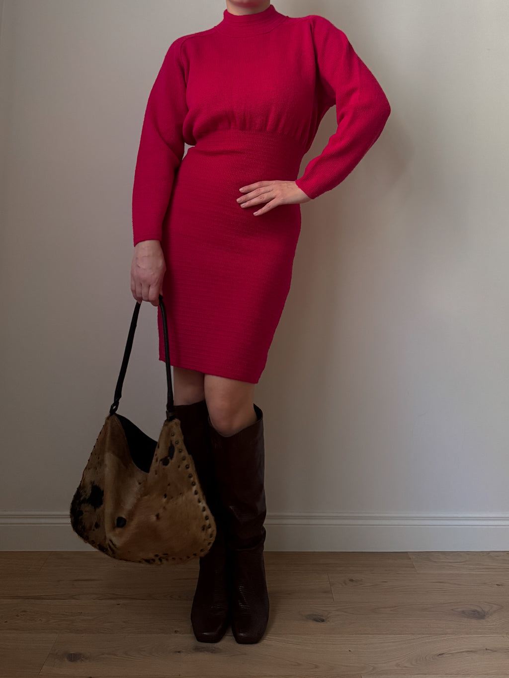 Pure virgin wool cyclamen dress