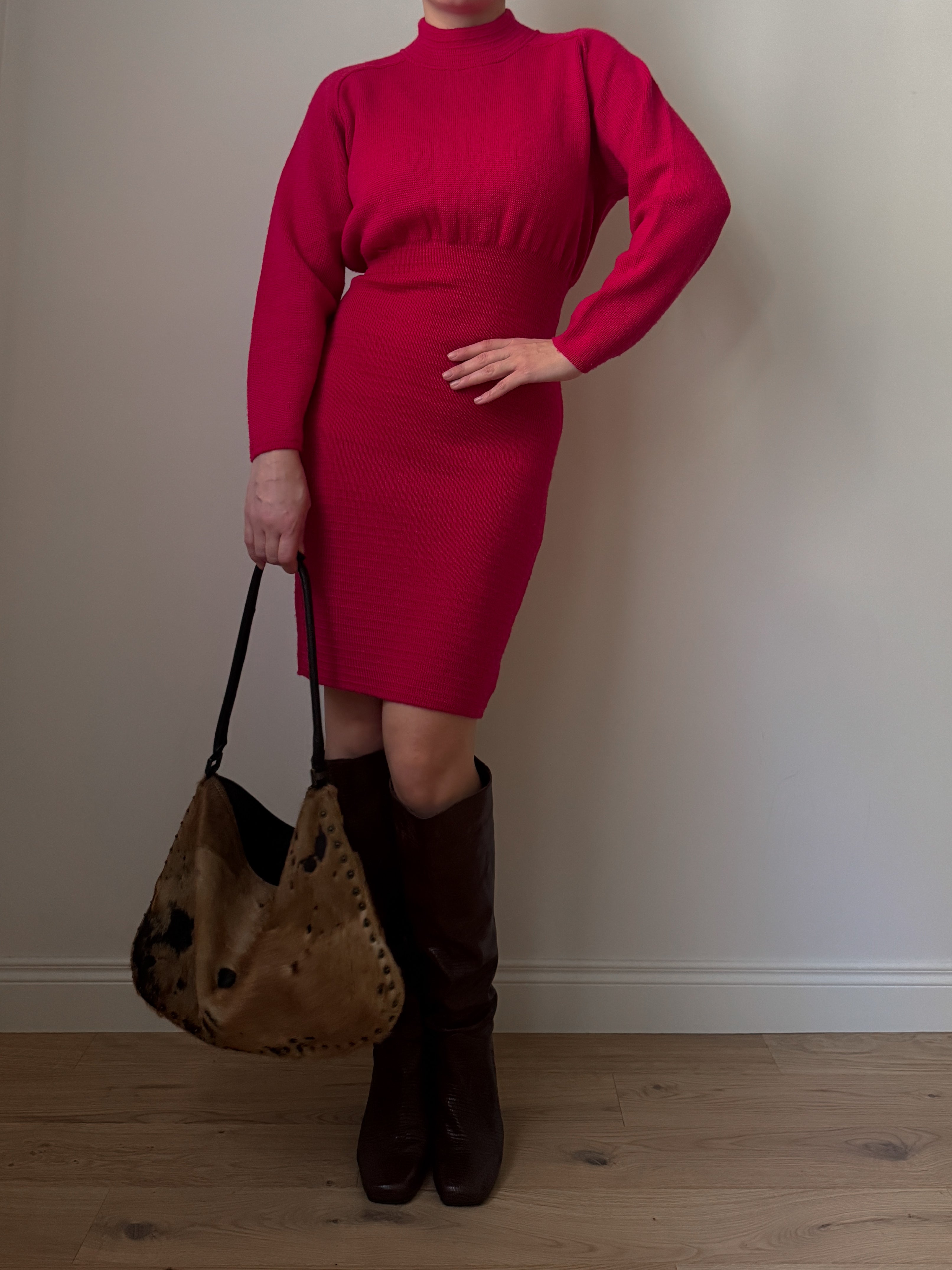 Pure virgin wool cyclamen dress